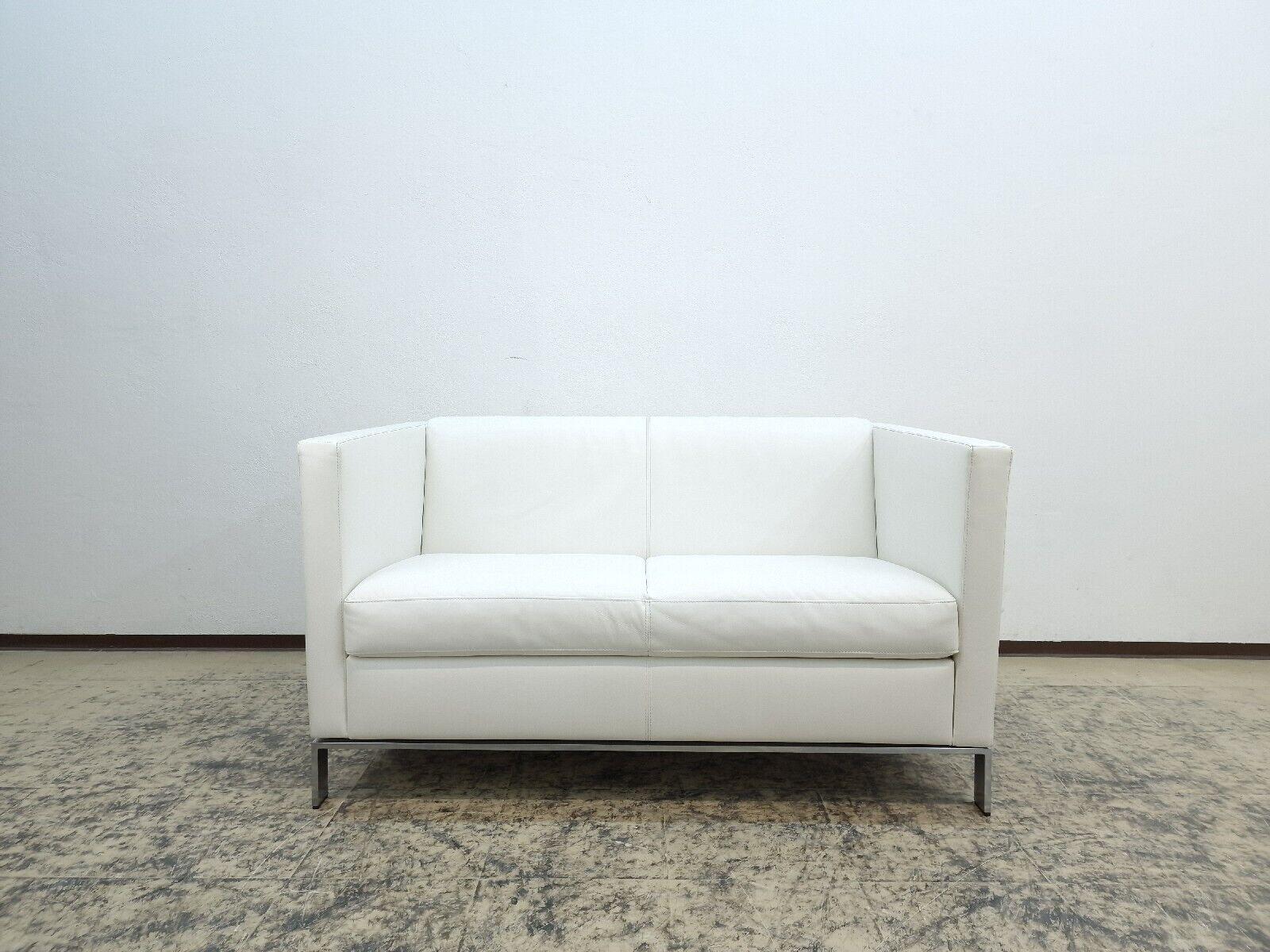 Walter Knoll Foster Zweisitzer  Echtledersofa Sofá de diseño Sofá Weiß Echtleder en venta 2