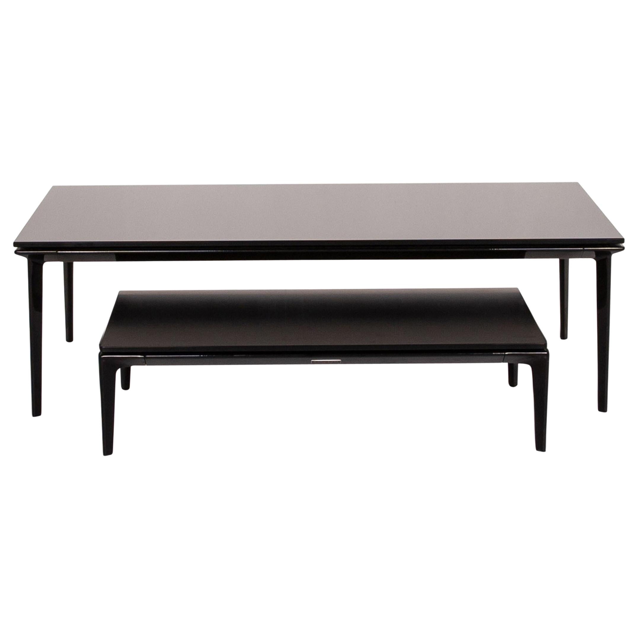 Walter Knoll Glass Aluminum Coffee Table Set Black Table For Sale