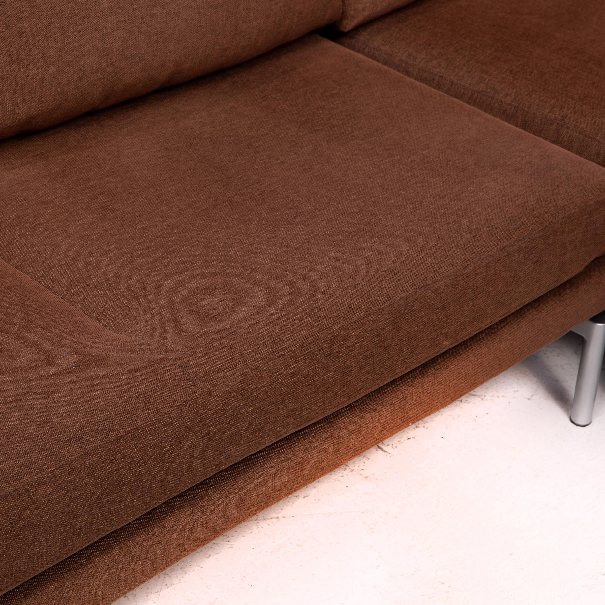 brown fabric corner sofa