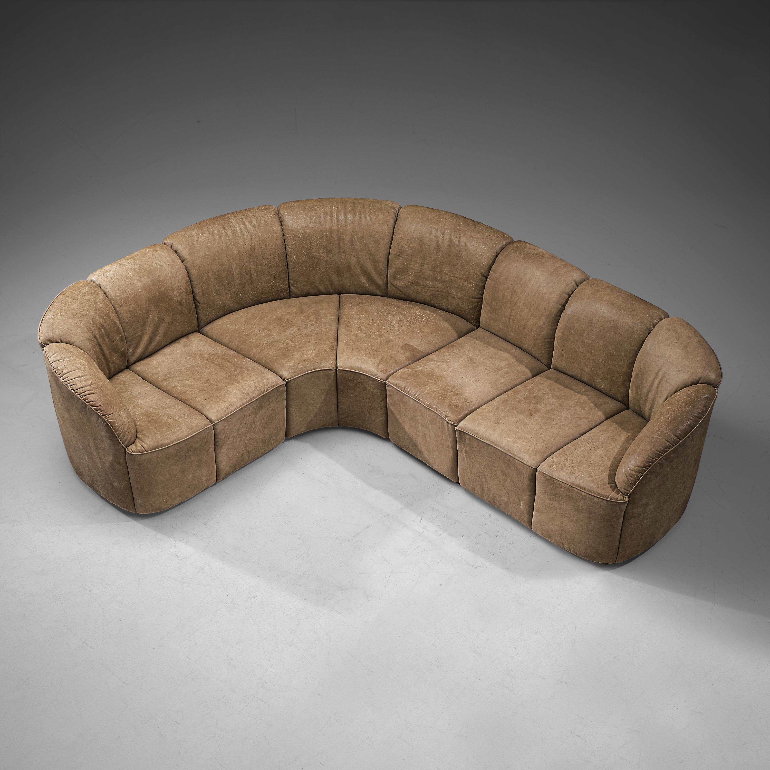Walter Knoll Half Round Sofa in Original Leather For Sale at 1stDibs