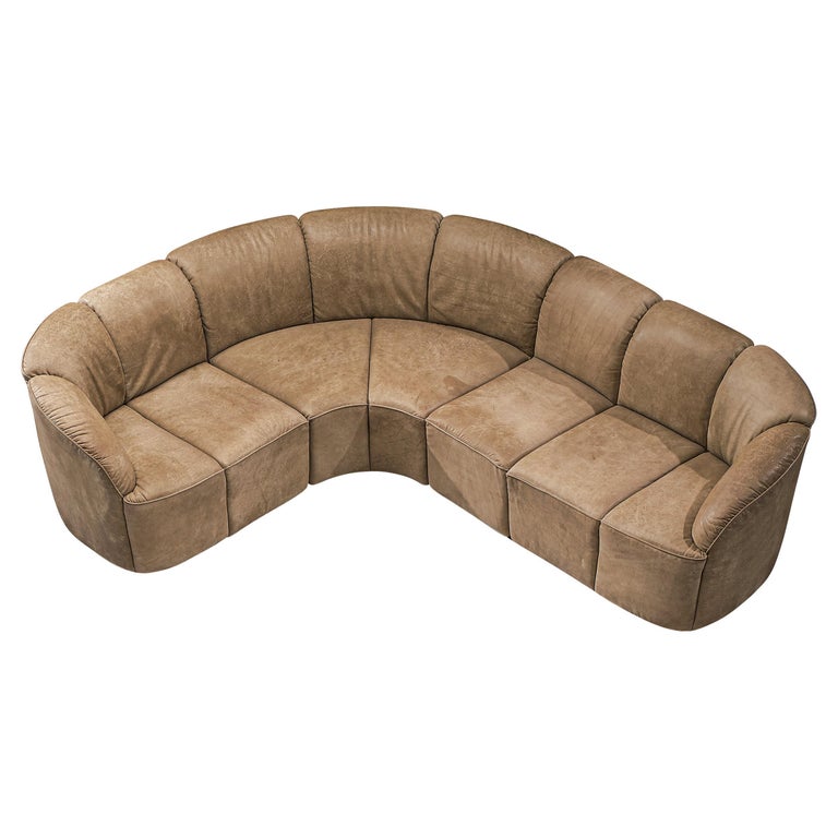 Walter Knoll Half Round Sofa in Original Leather For Sale at 1stDibs