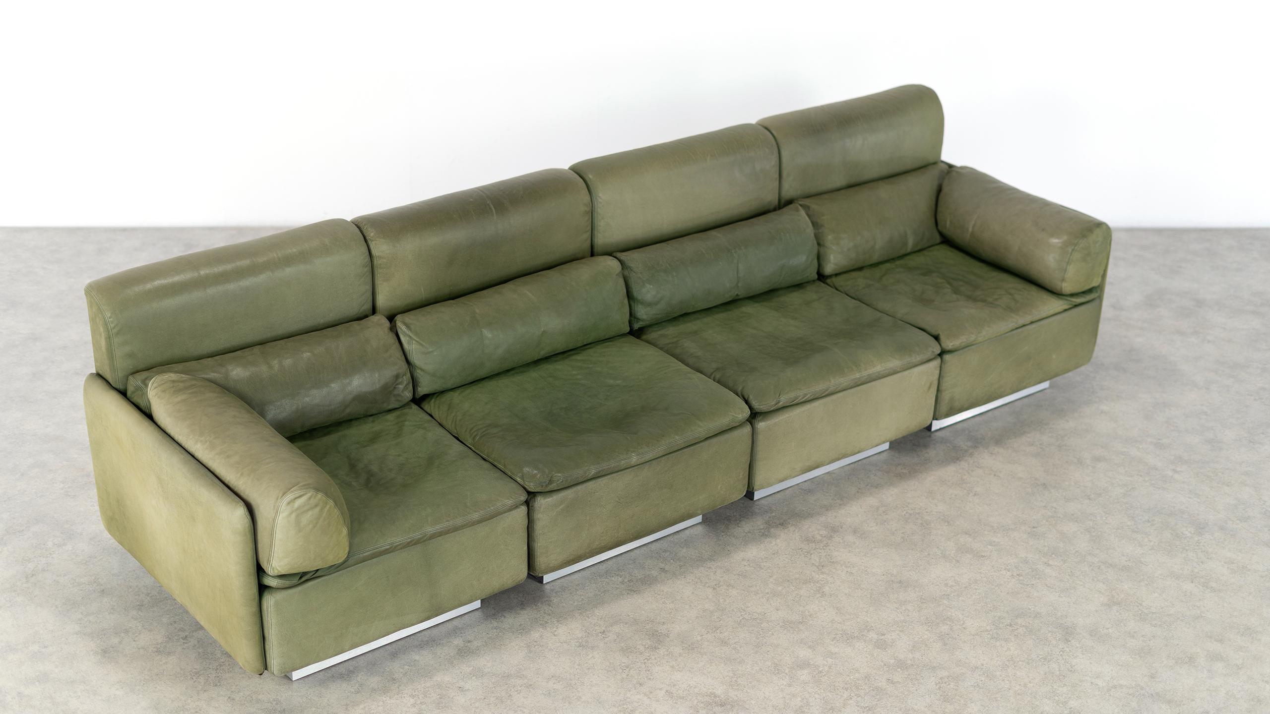 Walter Knoll, Hollywood Lounge 4 Seater Sectional Sofa, 1972 for Knoll, Olive 5