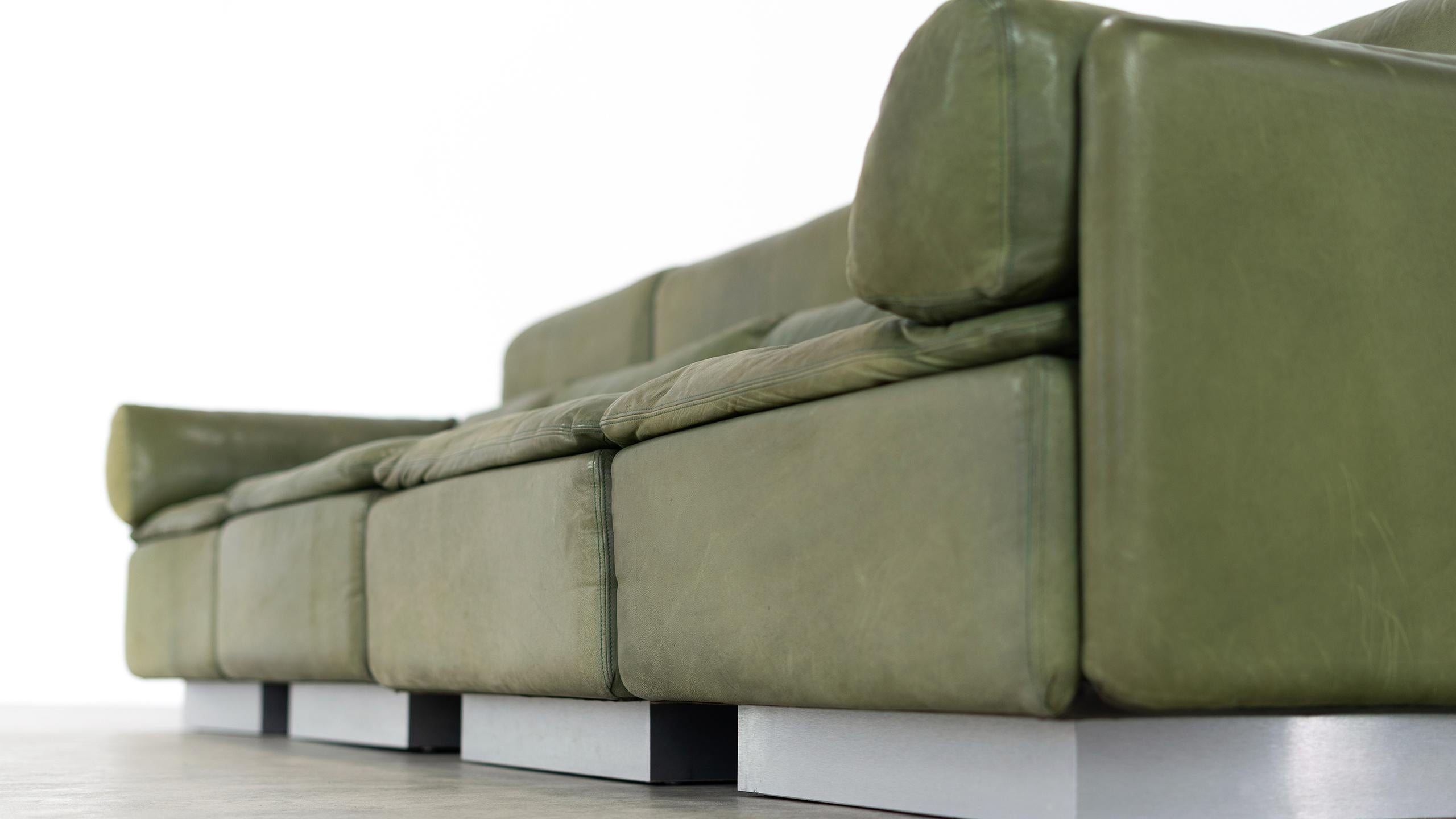 Walter Knoll, Hollywood Lounge 4 Seater Sectional Sofa, 1972 for Knoll, Olive 7