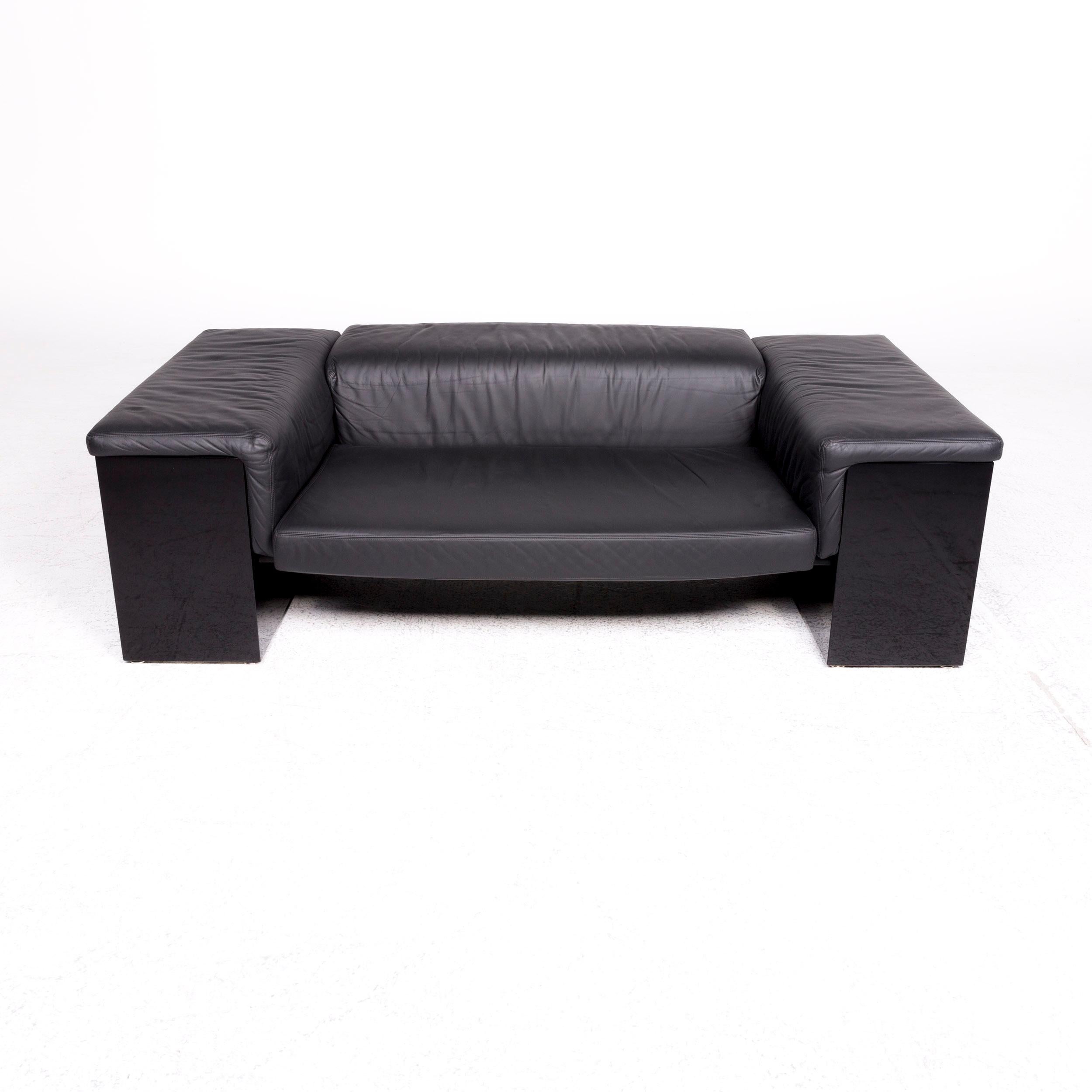 Walter Knoll International Brigadier Leather Sofa Black Cini Boeri Two-Seat For Sale 3