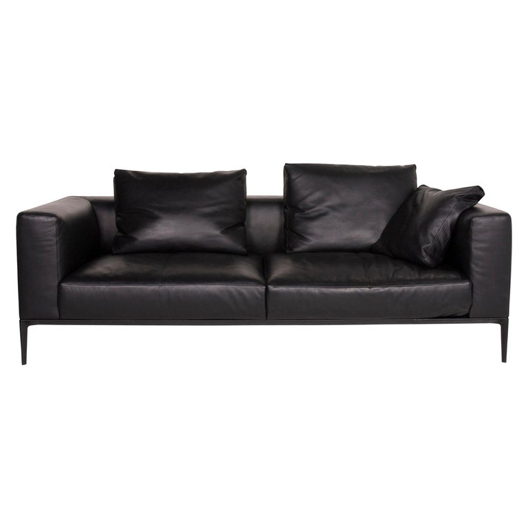 Walter Knoll Jaan Leather Sofa Black ThreeSeater at 1stDibs
