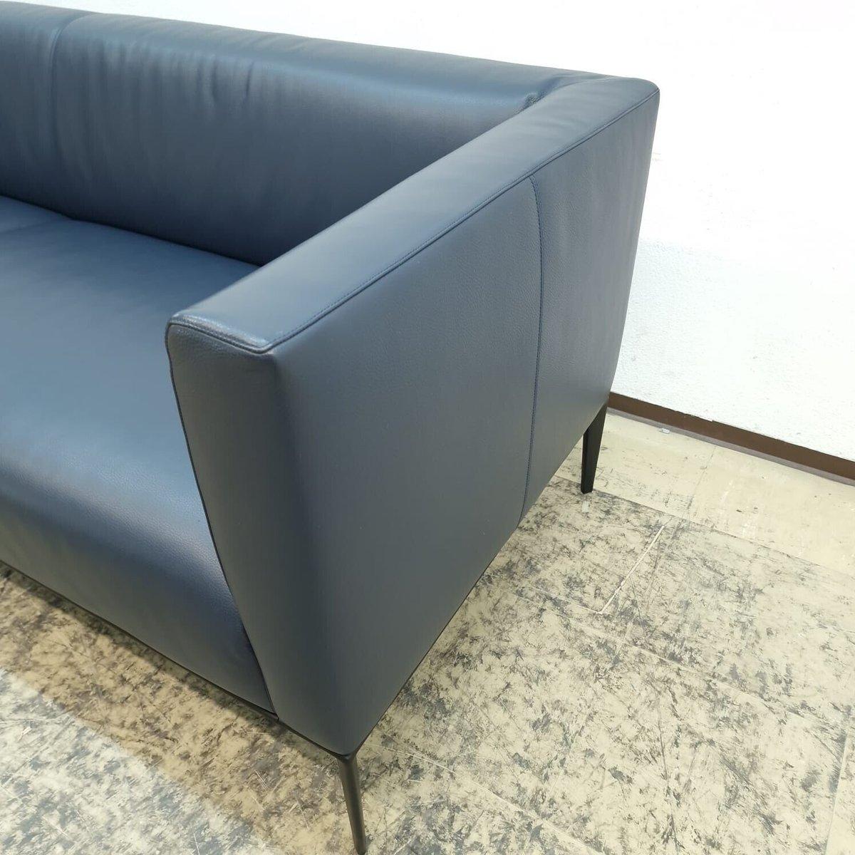 Modern Walter Knoll Jaan Living Sofa Ledersofa Blau Wohnzimmer