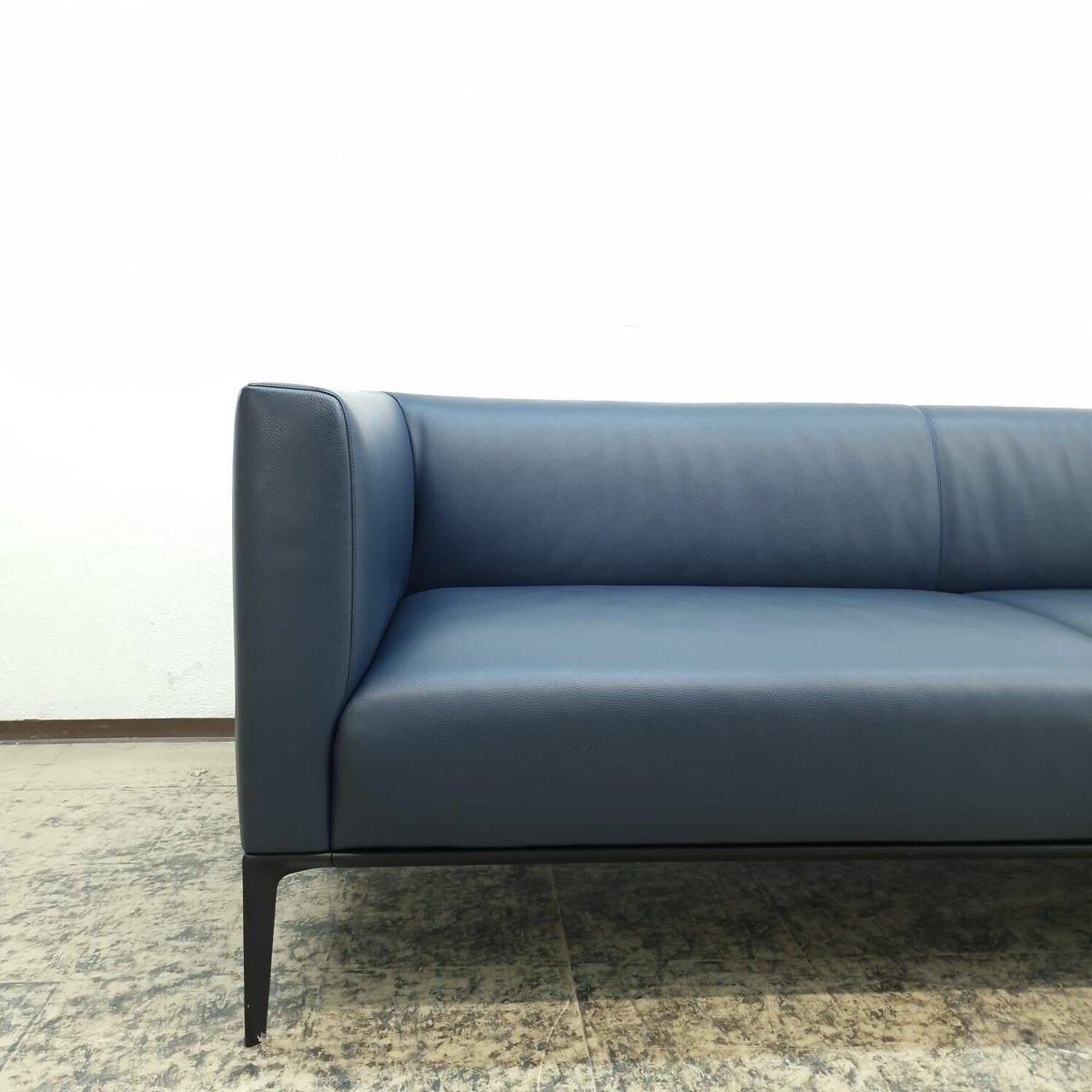 Contemporary Walter Knoll Jaan Living Sofa Ledersofa Blau Wohnzimmer