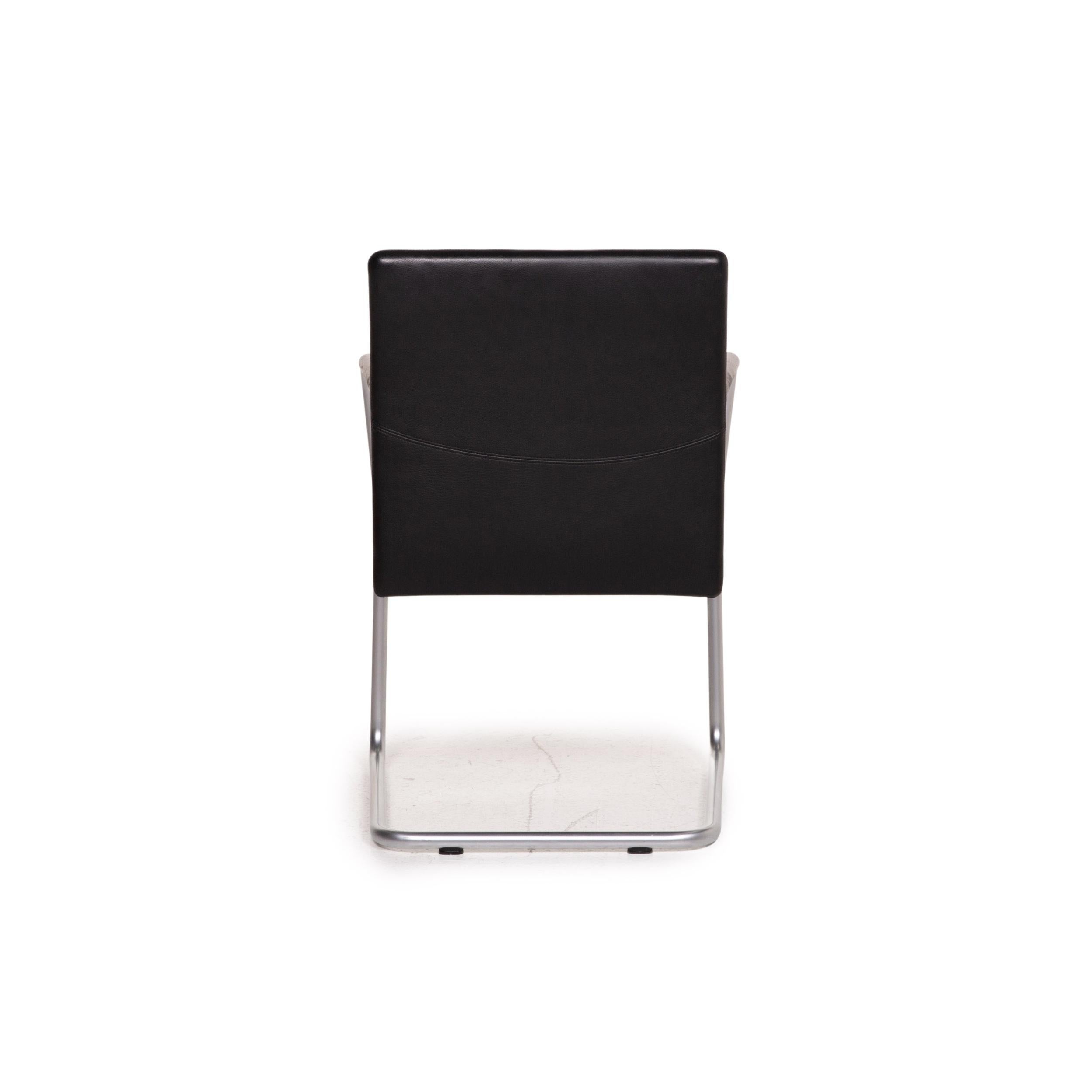 Walter Knoll Jason 1519 Leather Chair Black Cantilever For Sale at
