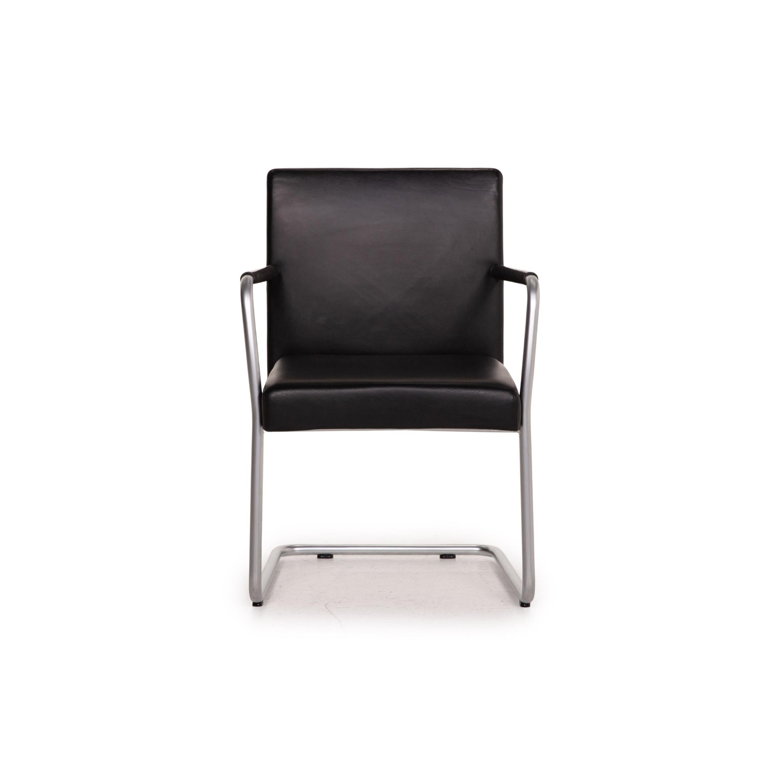 Walter Knoll Jason 1519 Leather Chair Black Cantilever In Good Condition For Sale In Cologne, DE