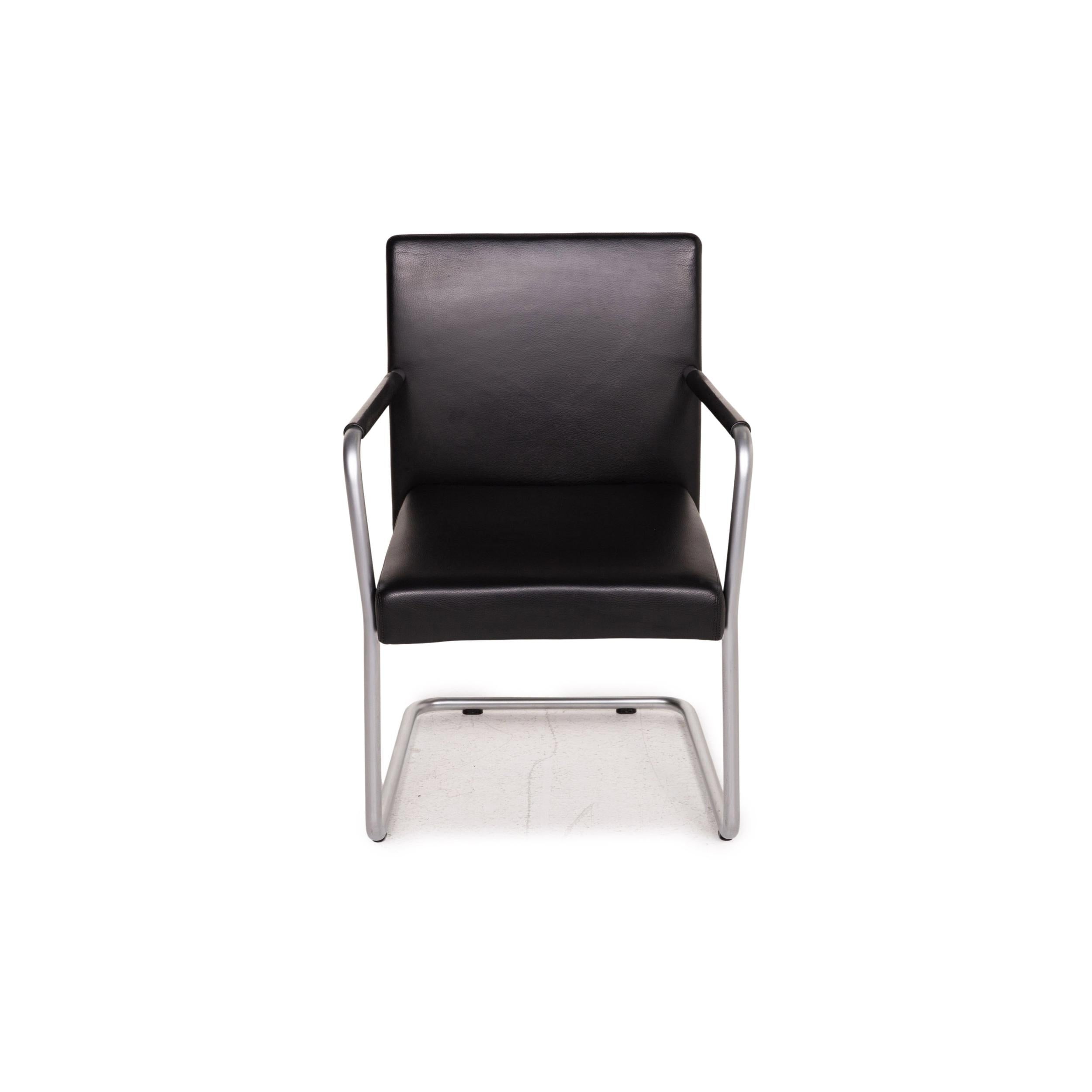 Contemporary Walter Knoll Jason 1519 Leather Chair Black Cantilever For Sale