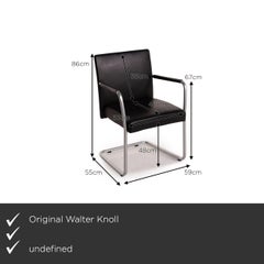 Walter Knoll Jason 1519 Ledersessel-Set Schwarz 6x Freischwinger-Stühle