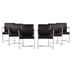 Walter Knoll Jason 1519 Leather Chair Set Black 6x Cantilever Chairs