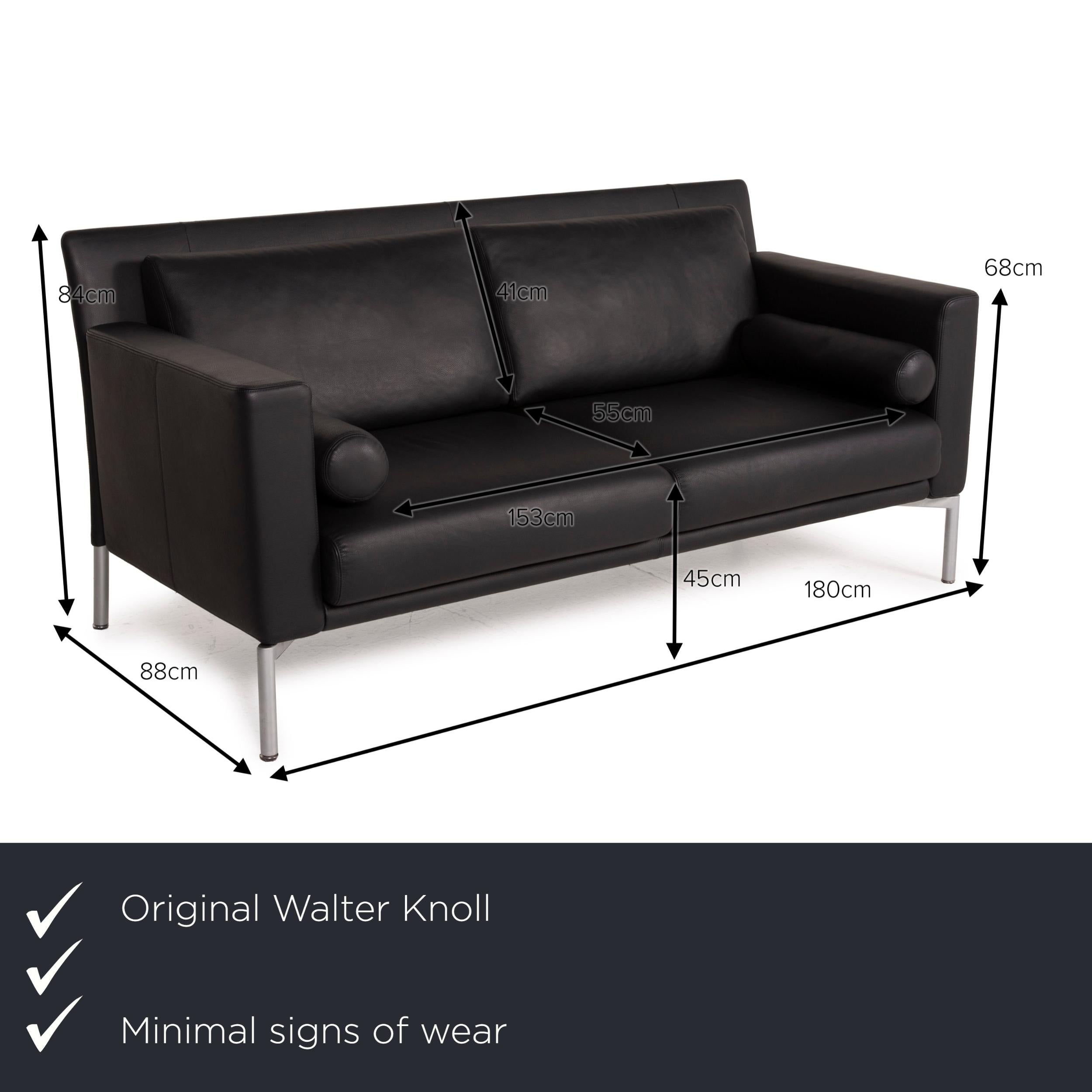 We present to you a Walter Knoll Jason 390 leather sofa black two-seater.


 Product measurements in centimeters:
 

Depth: 88
Width: 180
Height: 84
Seat height: 45
Rest height: 68
Seat depth: 55
Seat width: 153
Back height: 41.
 