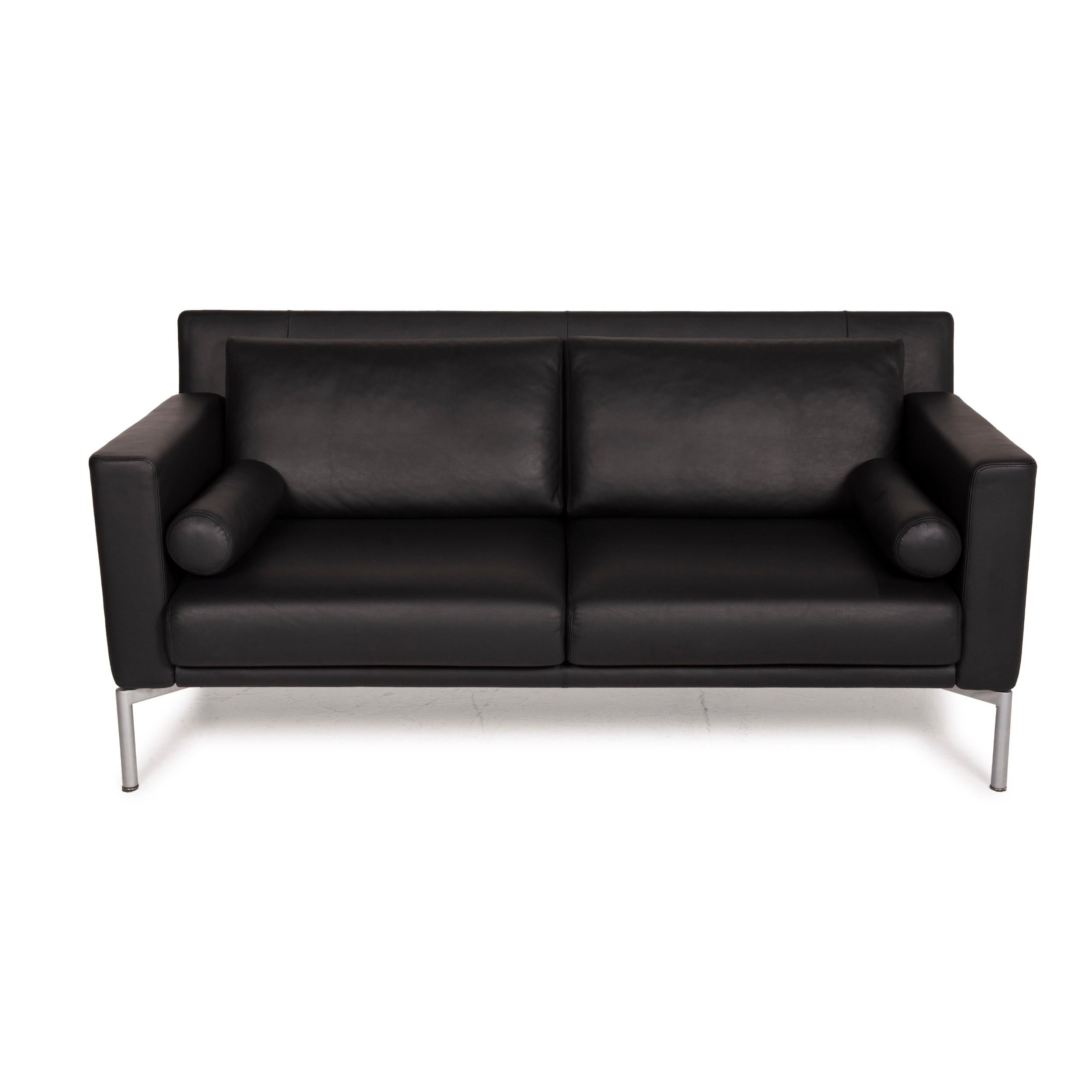 German Walter Knoll Jason 390 Leather Sofa Black Two-Seater