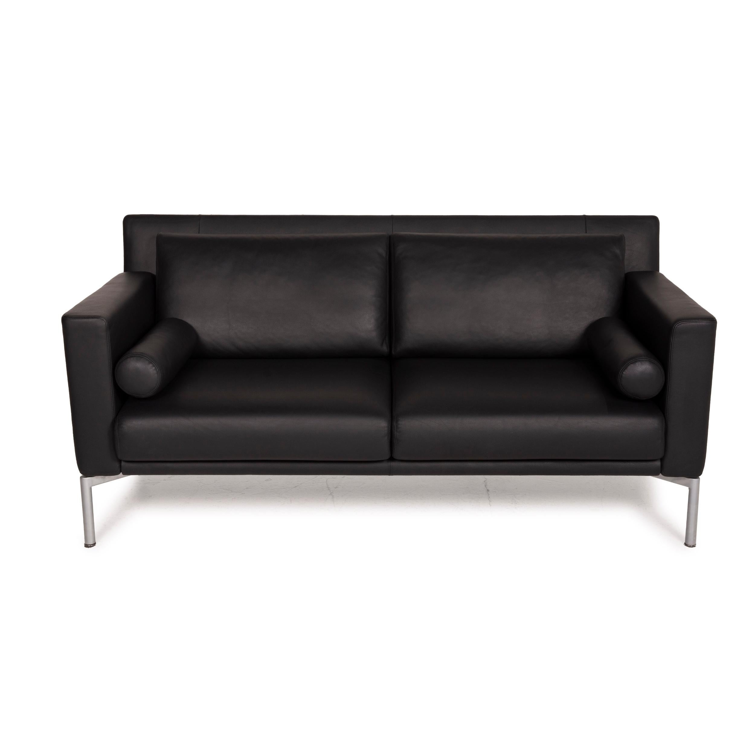 Walter Knoll Jason 390 Leder-Sofa mit schwarzem Zweisitzer 1