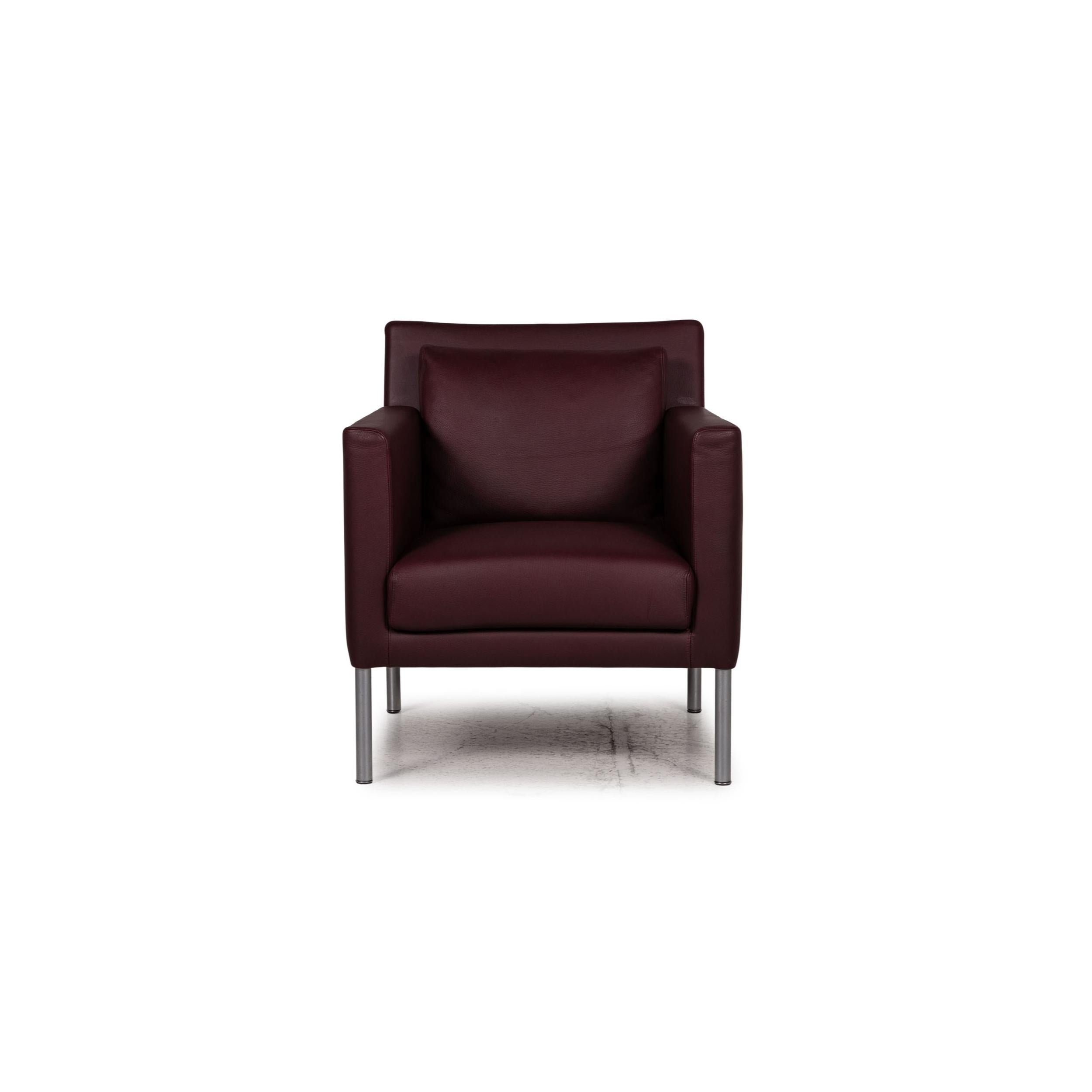 Walter Knoll Jason Leather Armchair Dark Red For Sale 2