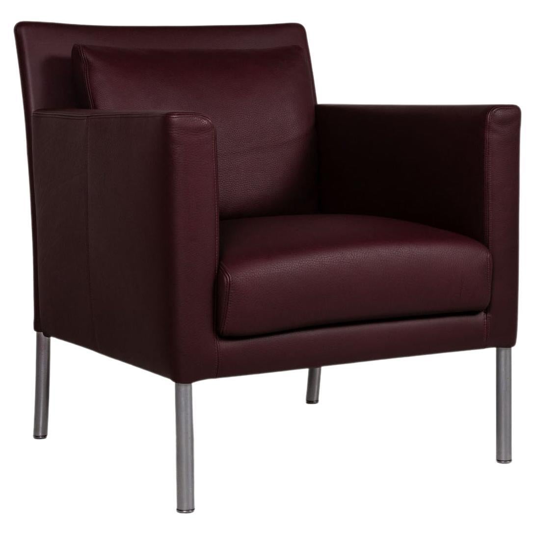 Walter Knoll Jason Leather Armchair Dark Red For Sale