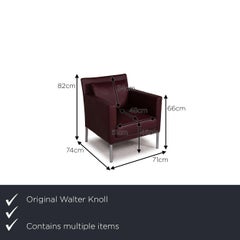 Walter Knoll Jason Leather Armchair Set Dark Red 2x Armchairs
