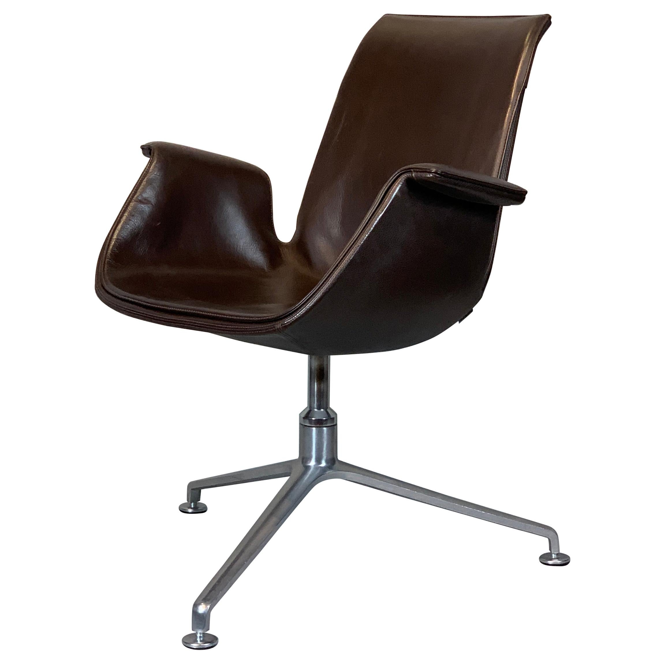 Walter Knoll / Kastholm & Fabricius FK 6725 Tulip Chair / Brown Leather