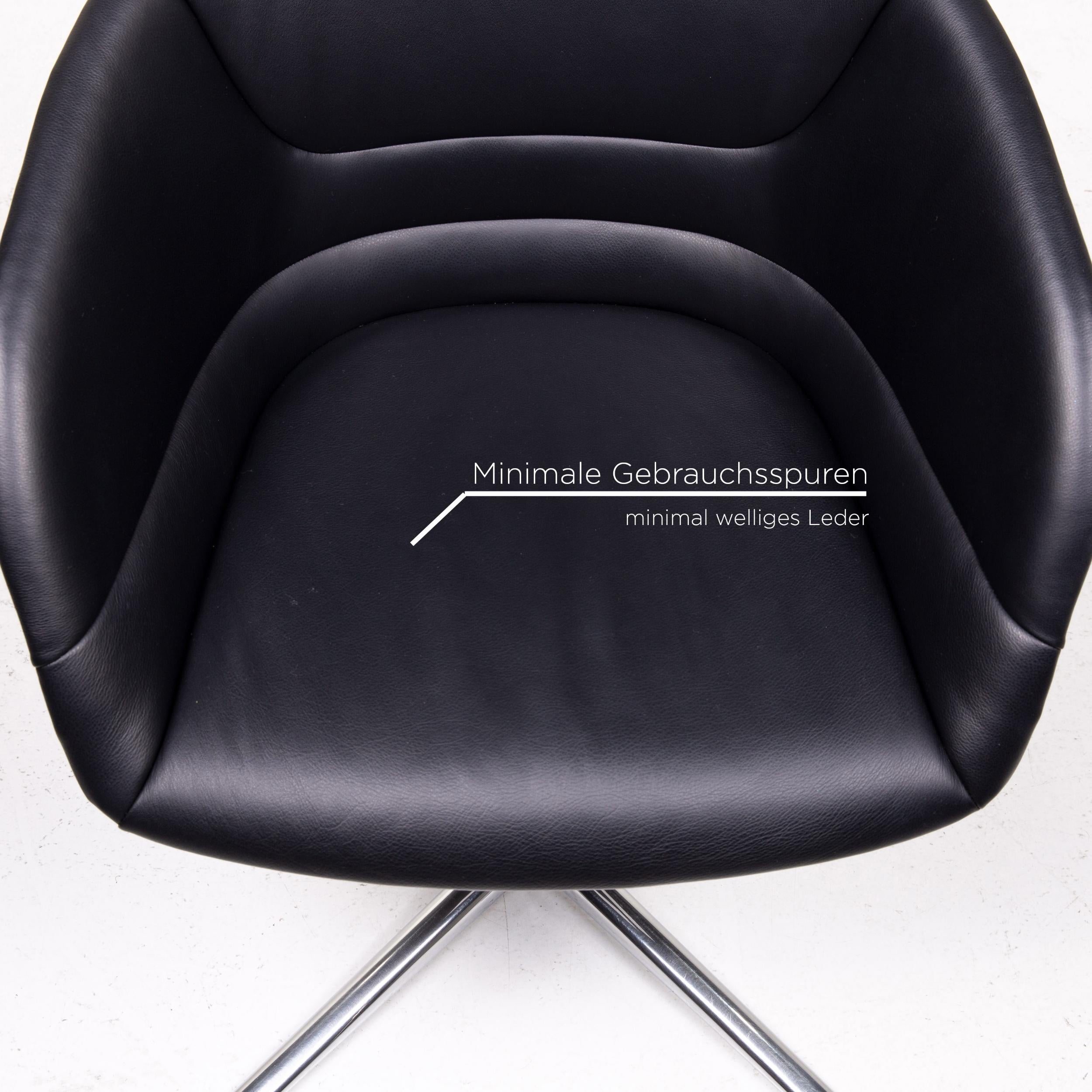 Modern Walter Knoll Kyo Leather Armchair Black Chair Swivel For Sale