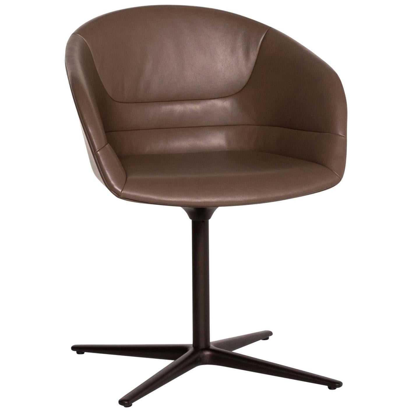 Walter Knoll Kyo Leather Armchair Gray Chair Swivel For Sale
