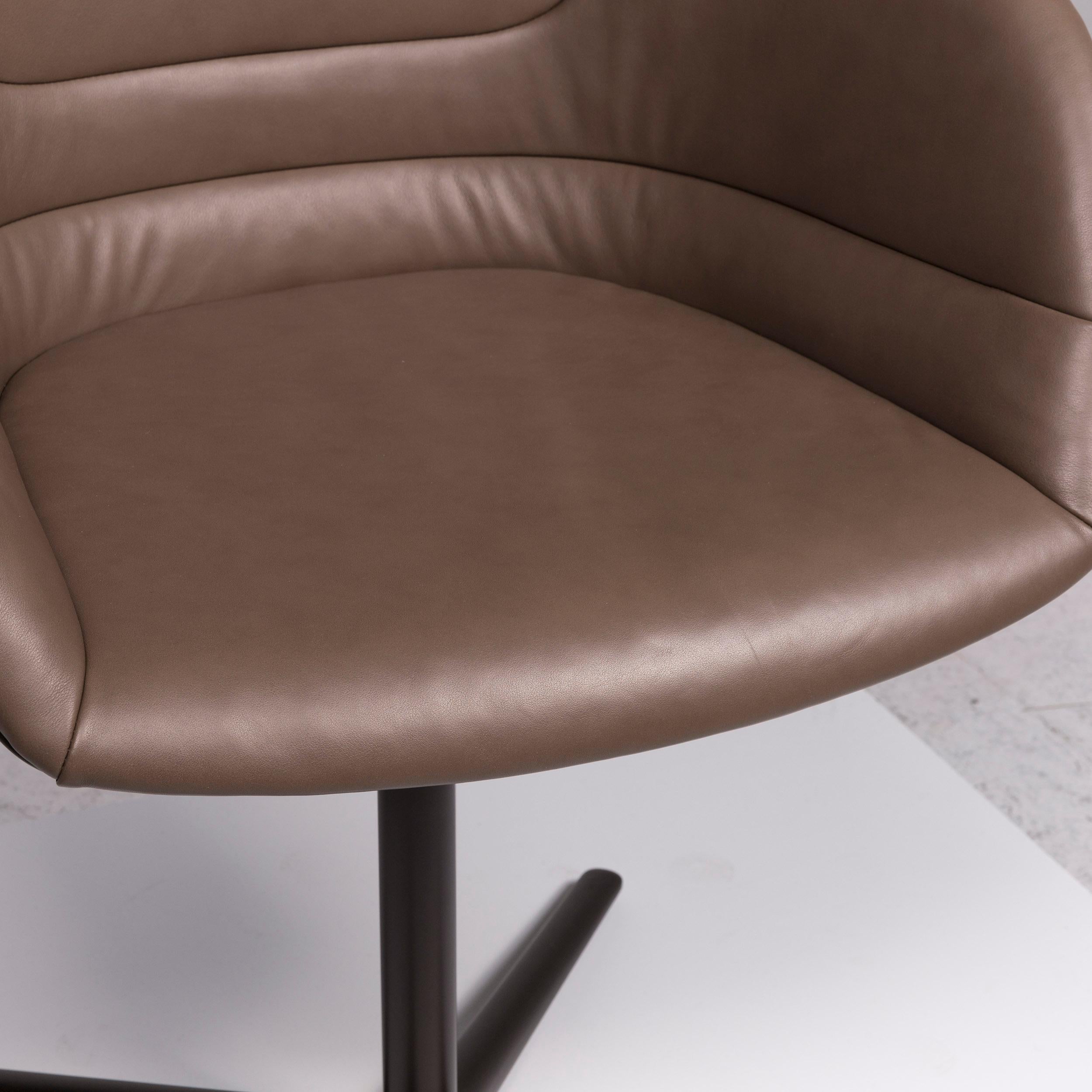 Modern Walter Knoll Kyo Ledear Armchair Brown Chair For Sale