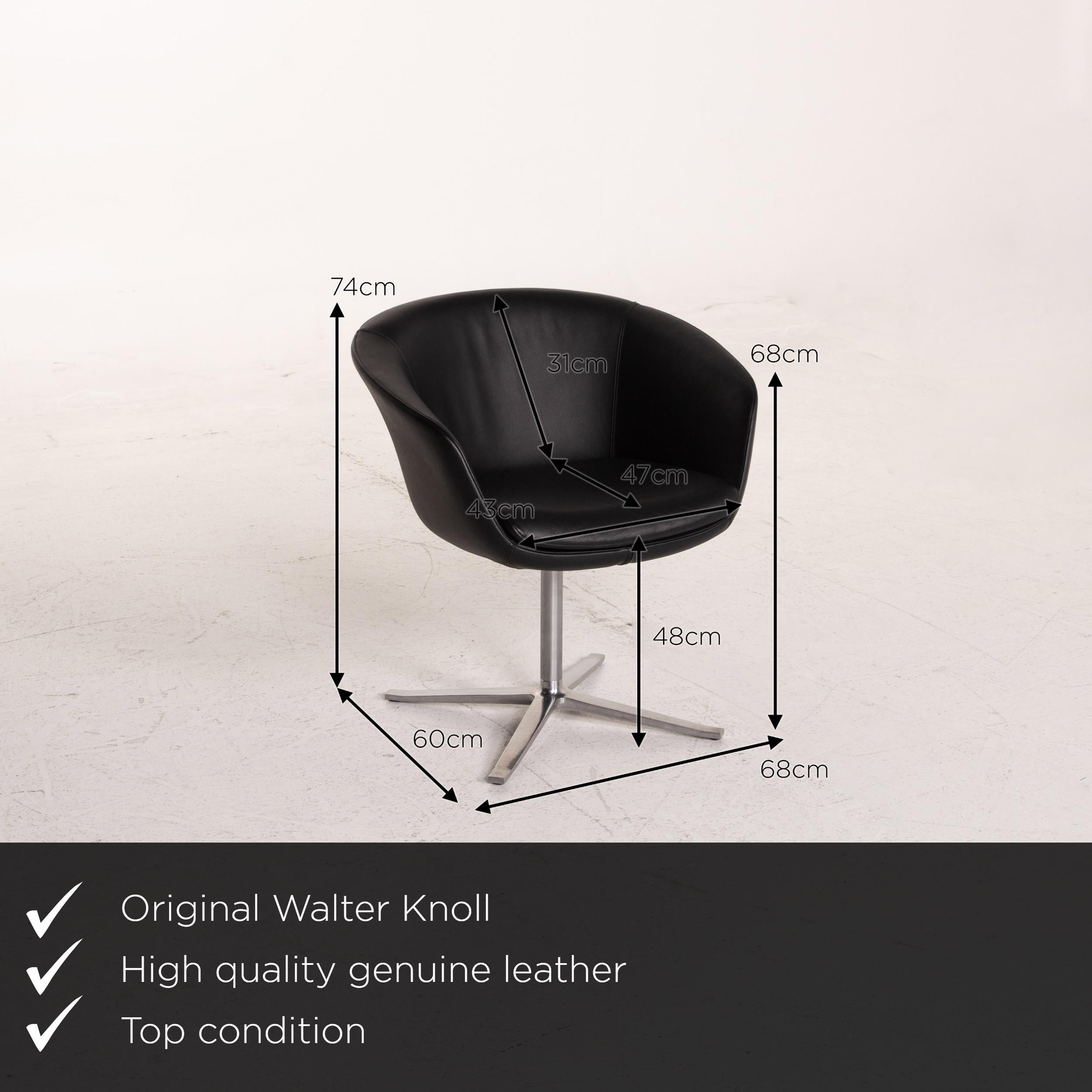 We present to you a Walter Knoll leather armchair black chair.
    
 

 Product measurements in centimeters:
 

Depth 60
Width 68
Height 74
Seat height 48
Rest height 68
Seat depth 47
Seat width 43
Back height 31.
  