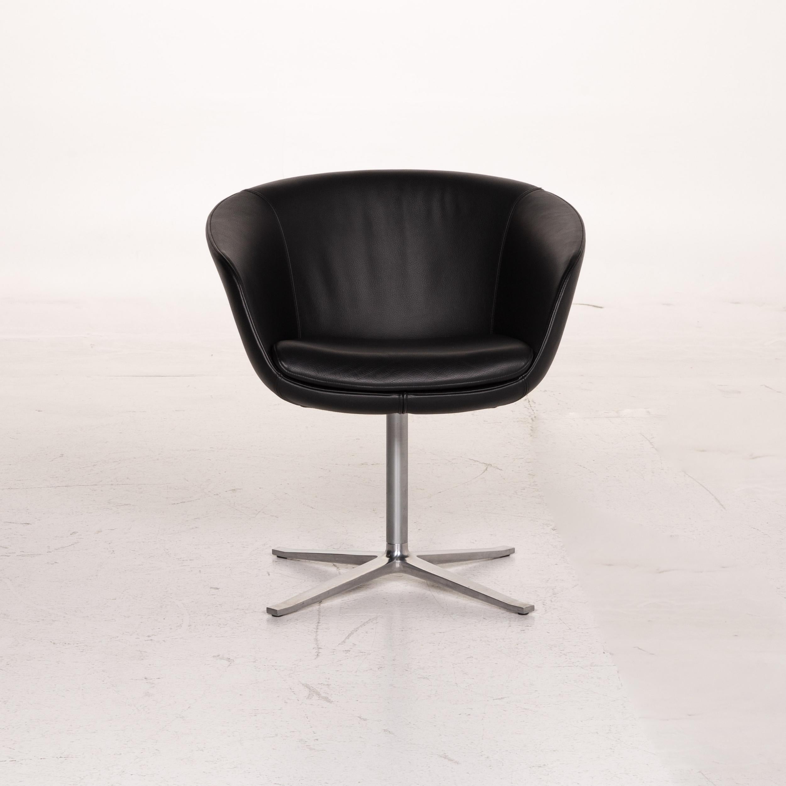 Contemporary Walter Knoll Leather Armchair Black Chair For Sale