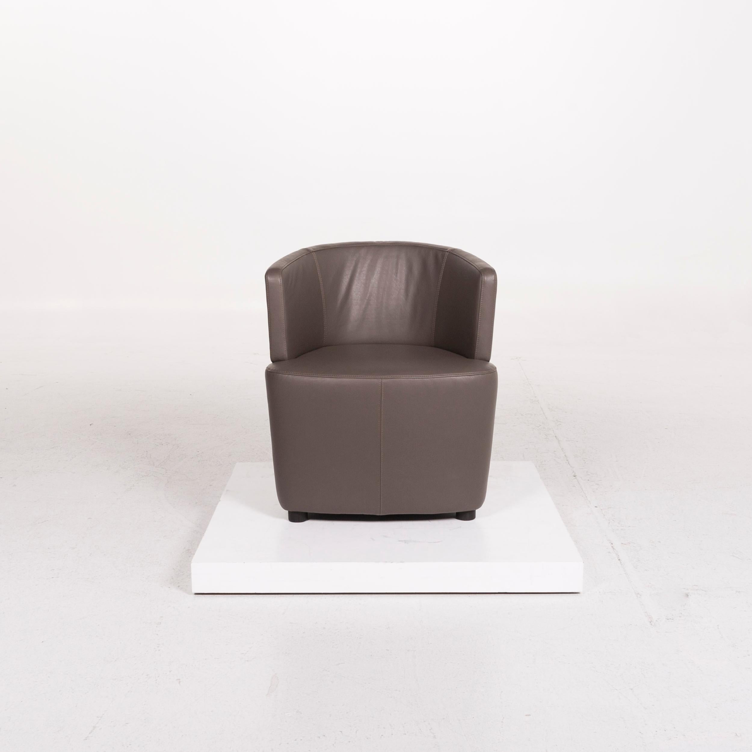 Modern Walter Knoll Leather Armchair Brown For Sale
