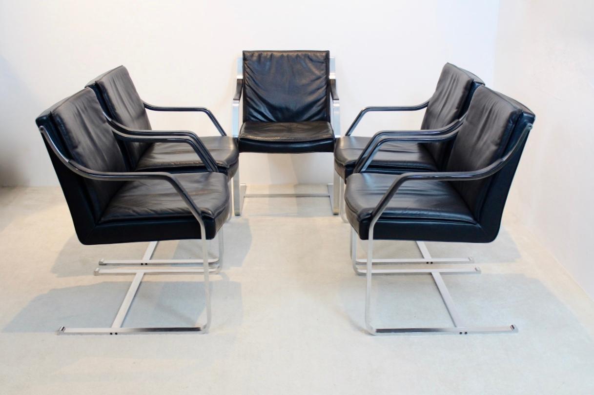 Stainless Steel Walter Knoll Leather Art Collection Chair by Rudolf B. Glatzel