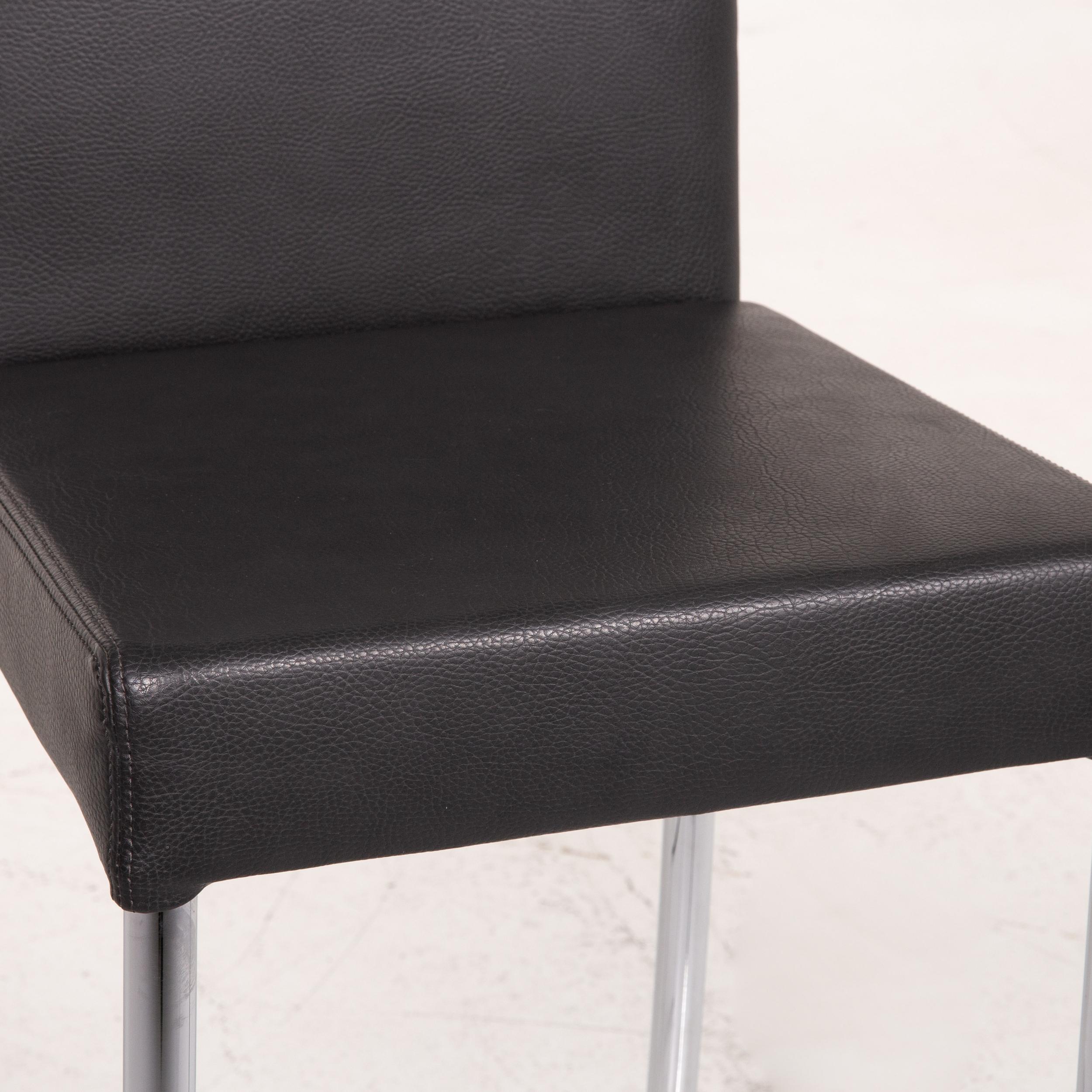Modern Walter Knoll Leather Bar Stool Anthracite Gray Chair For Sale