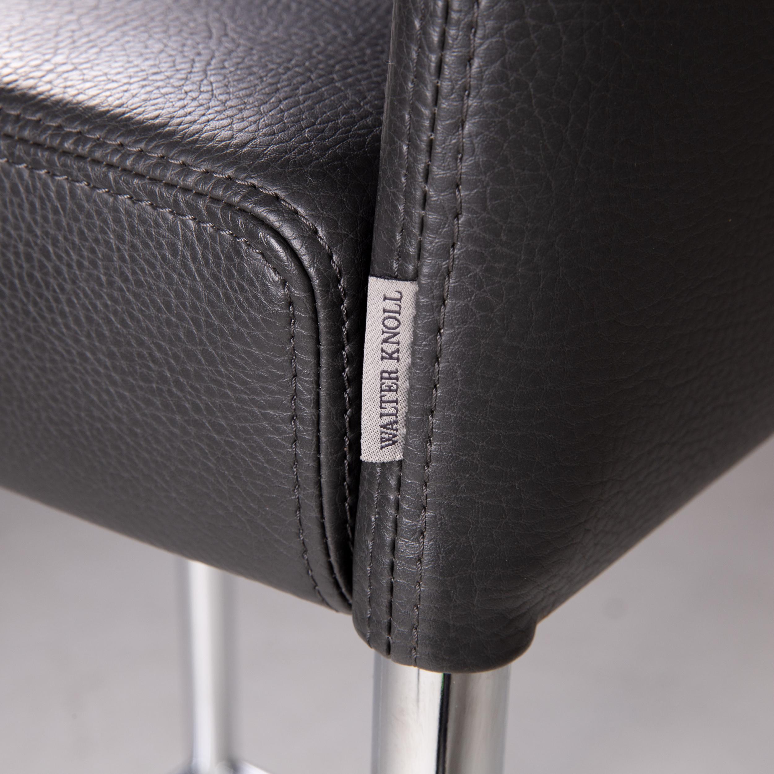 Walter Knoll Leather Bar Stool Anthracite Gray Chair In Excellent Condition For Sale In Cologne, DE