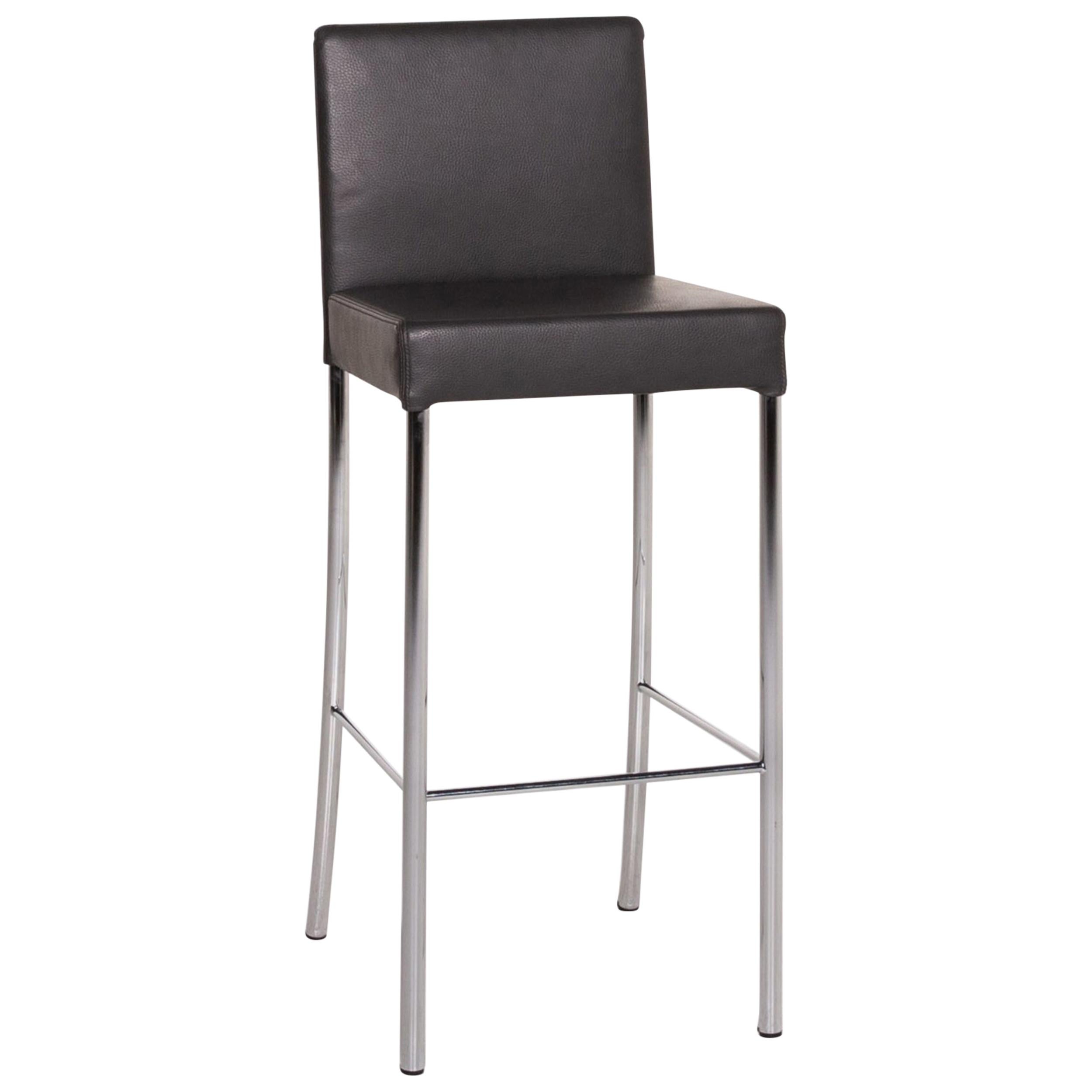 Walter Knoll Leather Bar Stool Anthracite Gray Chair For Sale