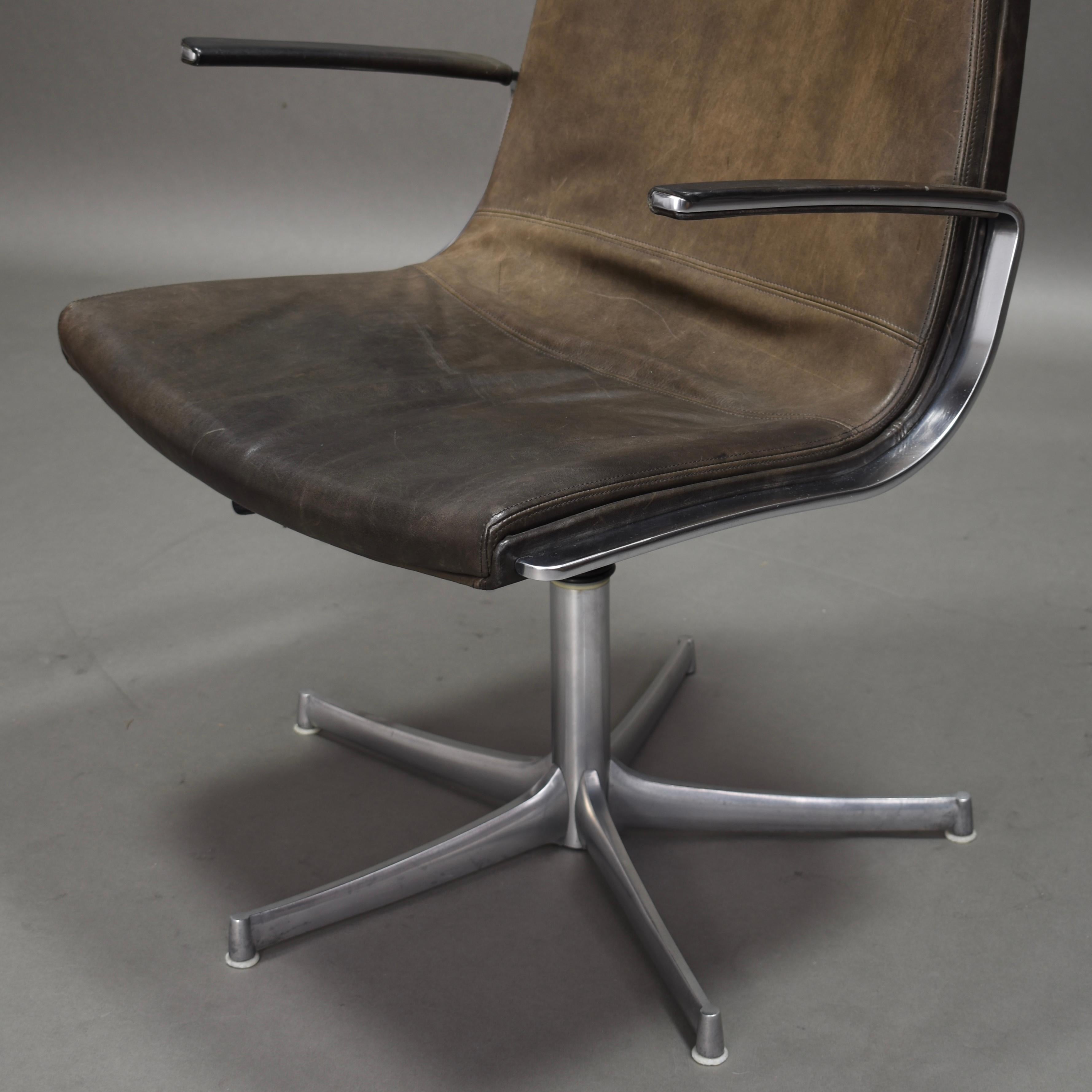 Walter Knoll Leather Office / Desk Swivel Armchair, Germany, 1975 6