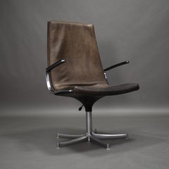 Walter Knoll Leather Office / Desk Swivel Armchairs, Germany, 1975