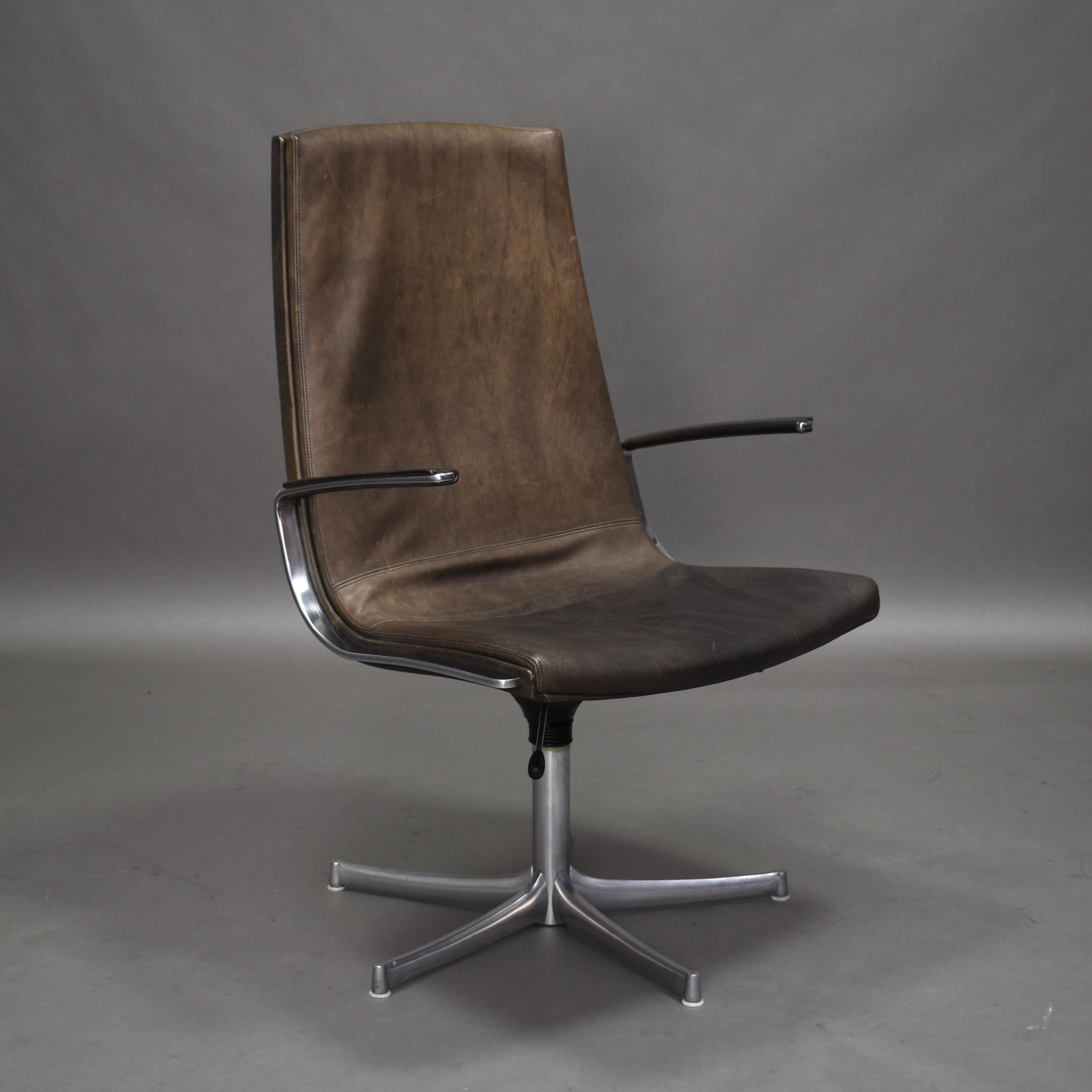 Walter Knoll Leather Office / Desk Swivel Armchair, Germany, 1975 In Good Condition In Pijnacker, Zuid-Holland