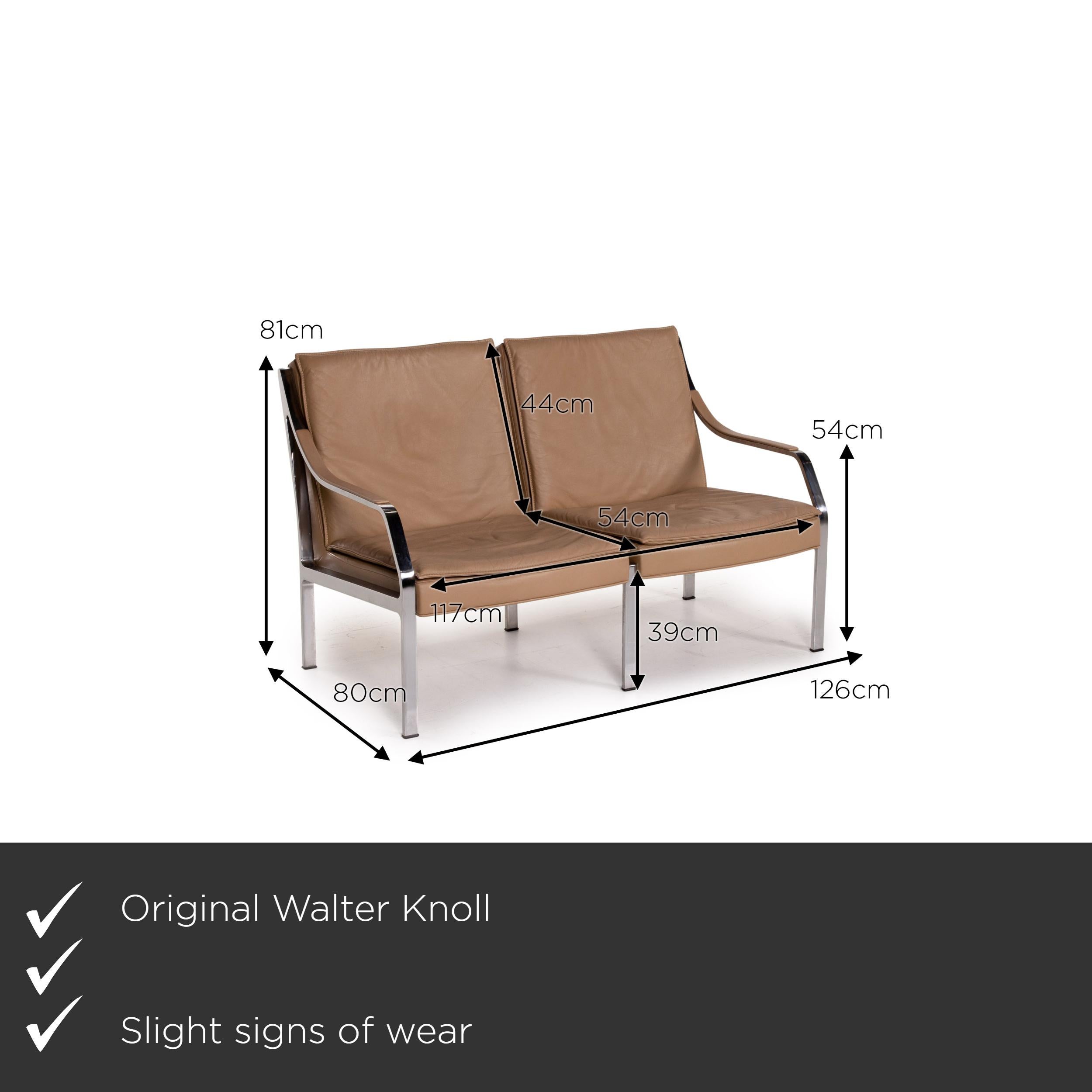 We present to you a Walter Knoll leather sofa beige brown two-seater couch.
 SKU: #15786-c2
 

 Product measurements in centimeters:
 

Depth 80
Width 126
Height 81
Seat height 39
Rest height 54
Seat depth 54
Seat width 117
Back height