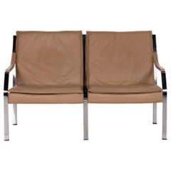 Walter Knoll Leather Sofa Beige Brown Two-Seater Couch