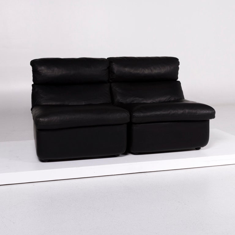 Walter Knoll Leather Sofa Black Two-Seat Armchair Modul For Sale at 1stDibs