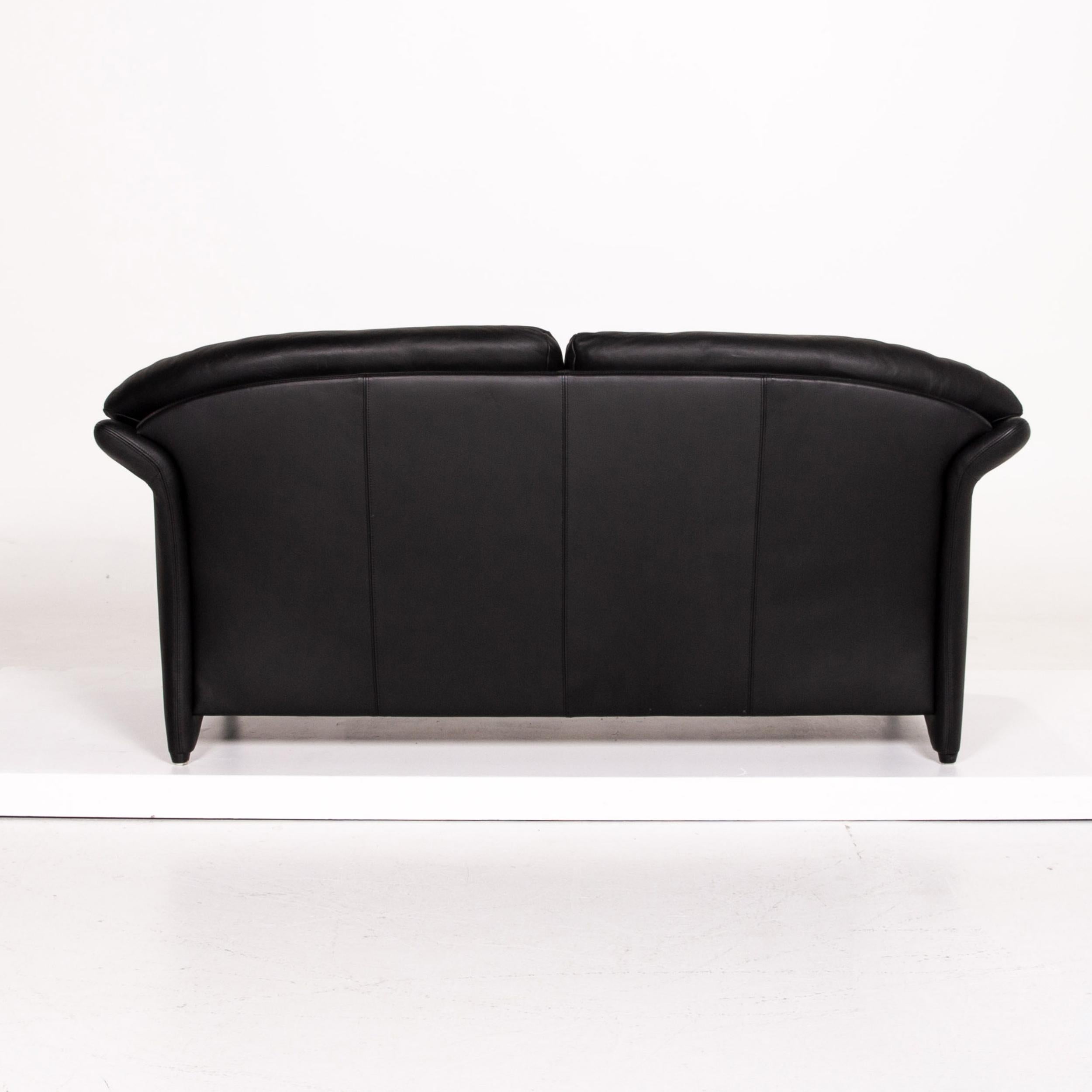 Walter Knoll Leather Sofa Black Two-Seat Couch For Sale 2