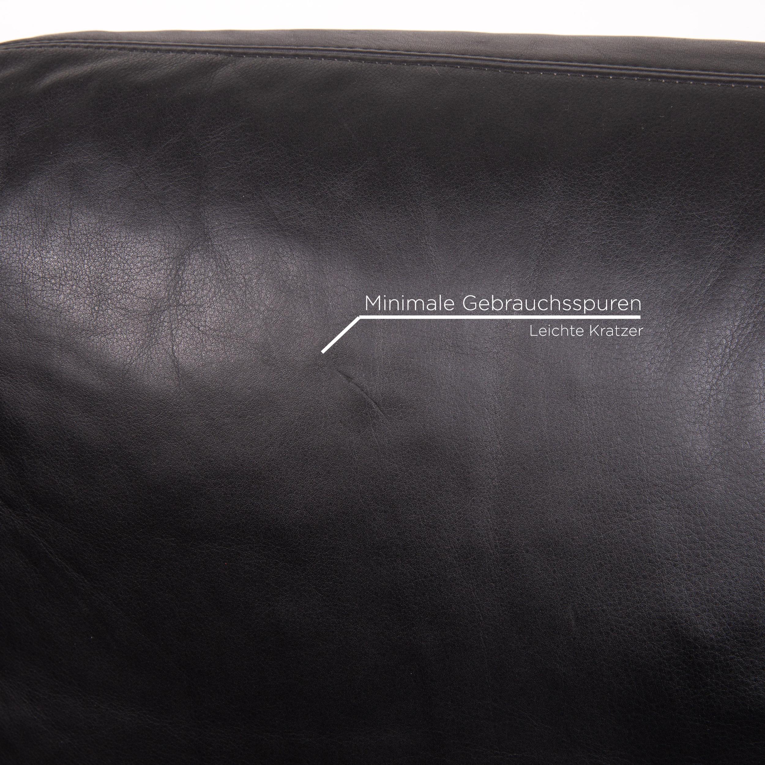 Modern Walter Knoll Leather Sofa Black Two-Seat Couch For Sale