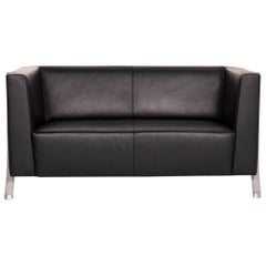 Walter Knoll Leather Sofa Black Two-Seat Couch