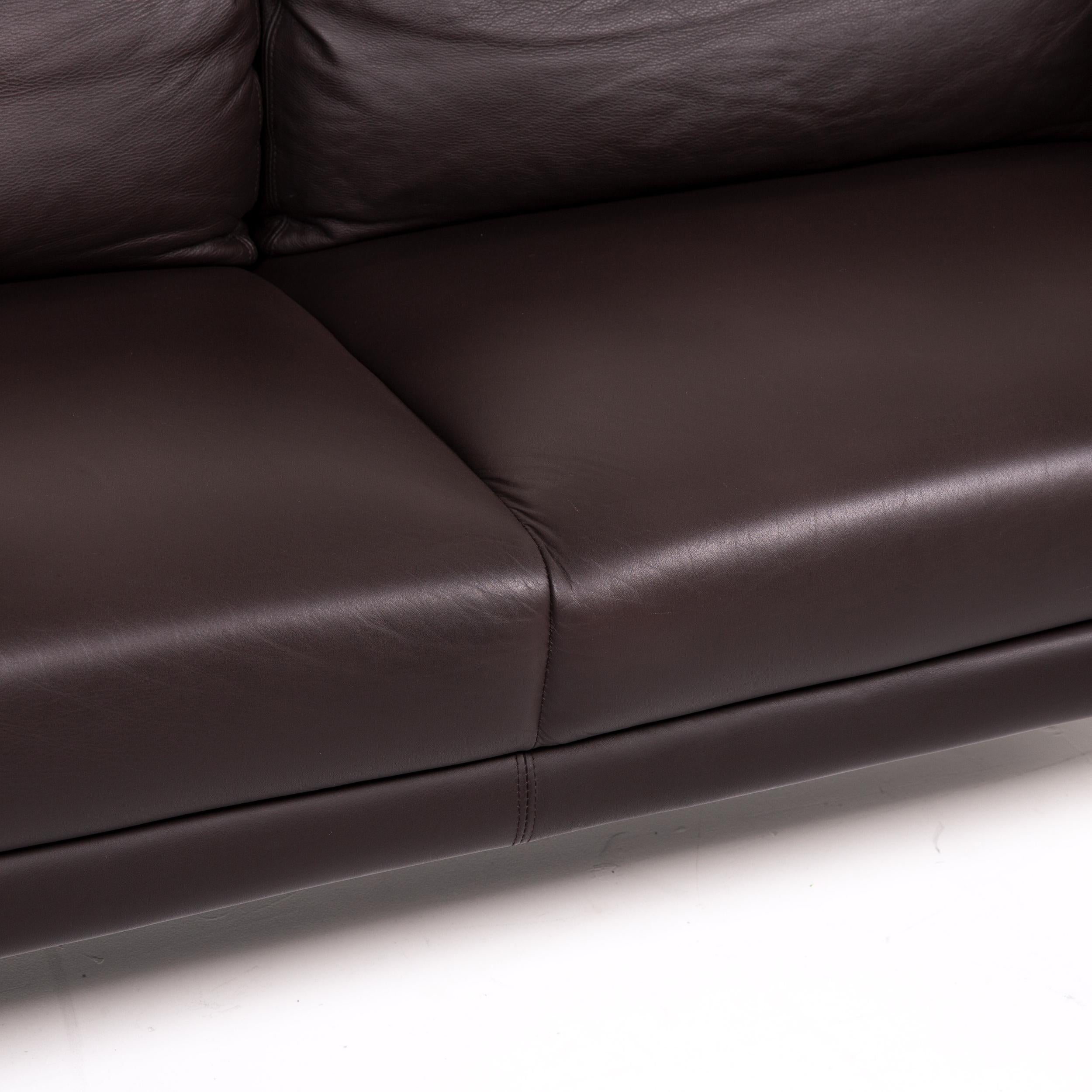 Modern Walter Knoll Leather Sofa Brown Dark Brown Two-Seat Couch For Sale