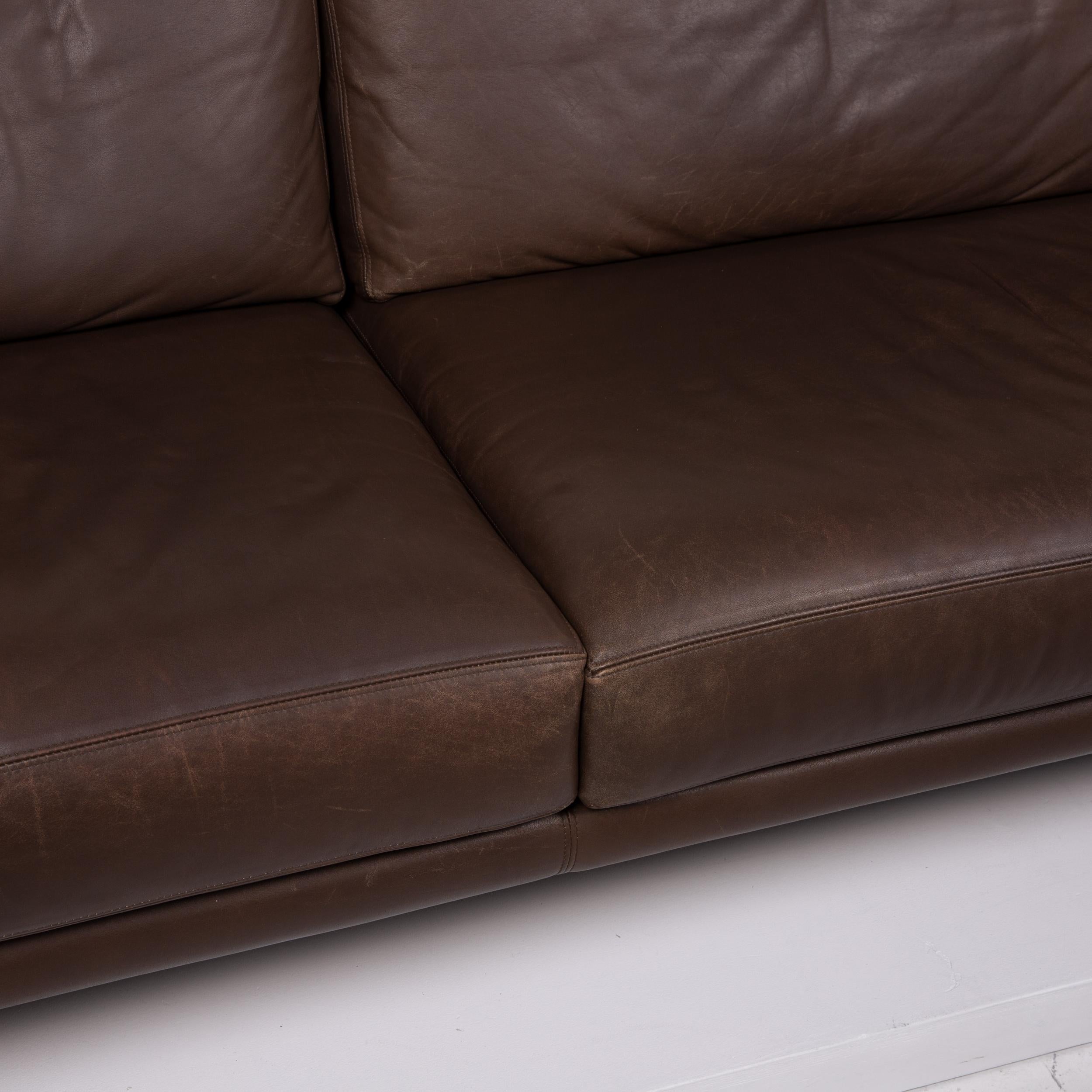 Modern Walter Knoll Leather Sofa Brown Two-Seat For Sale