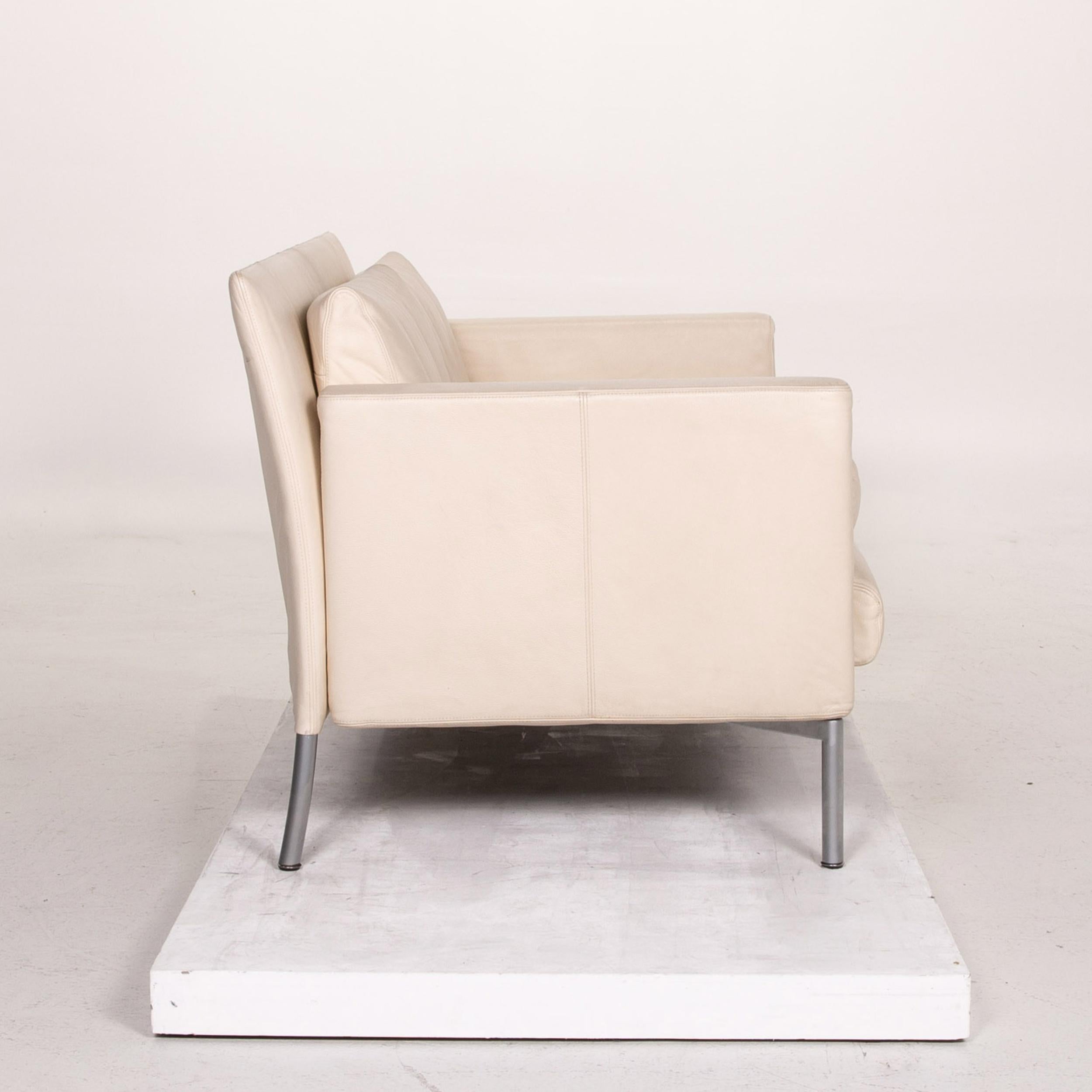 Walter Knoll Leather Sofa Cream Two-Seater Function Sleeping Function Sofa Bed 3