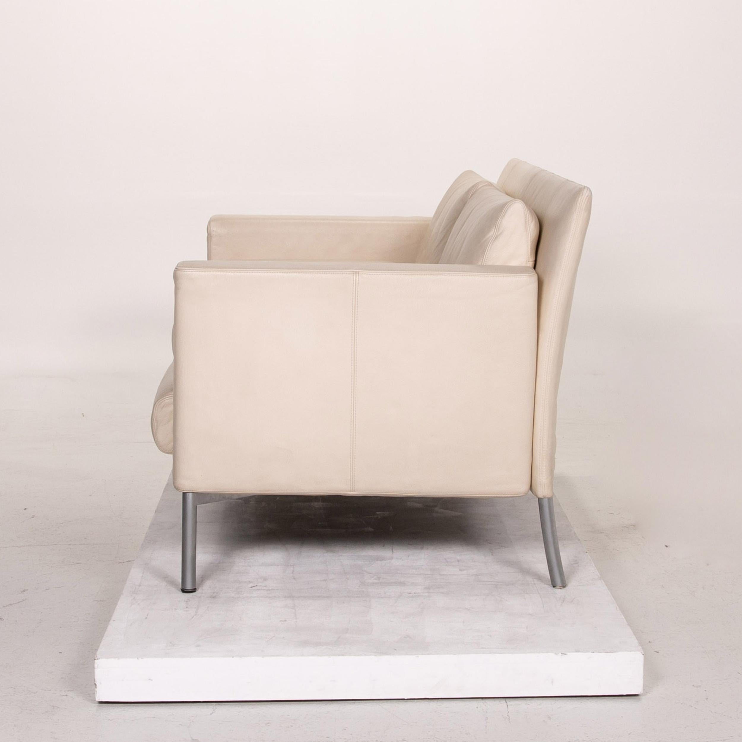 Walter Knoll Leather Sofa Cream Two-Seater Function Sleeping Function Sofa Bed 5