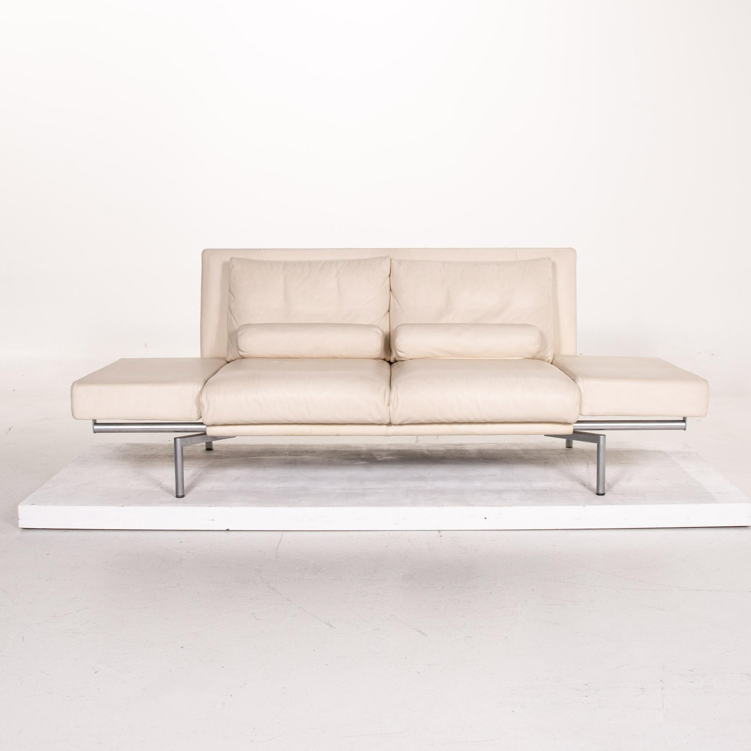 3 seater cream leather sofa bed