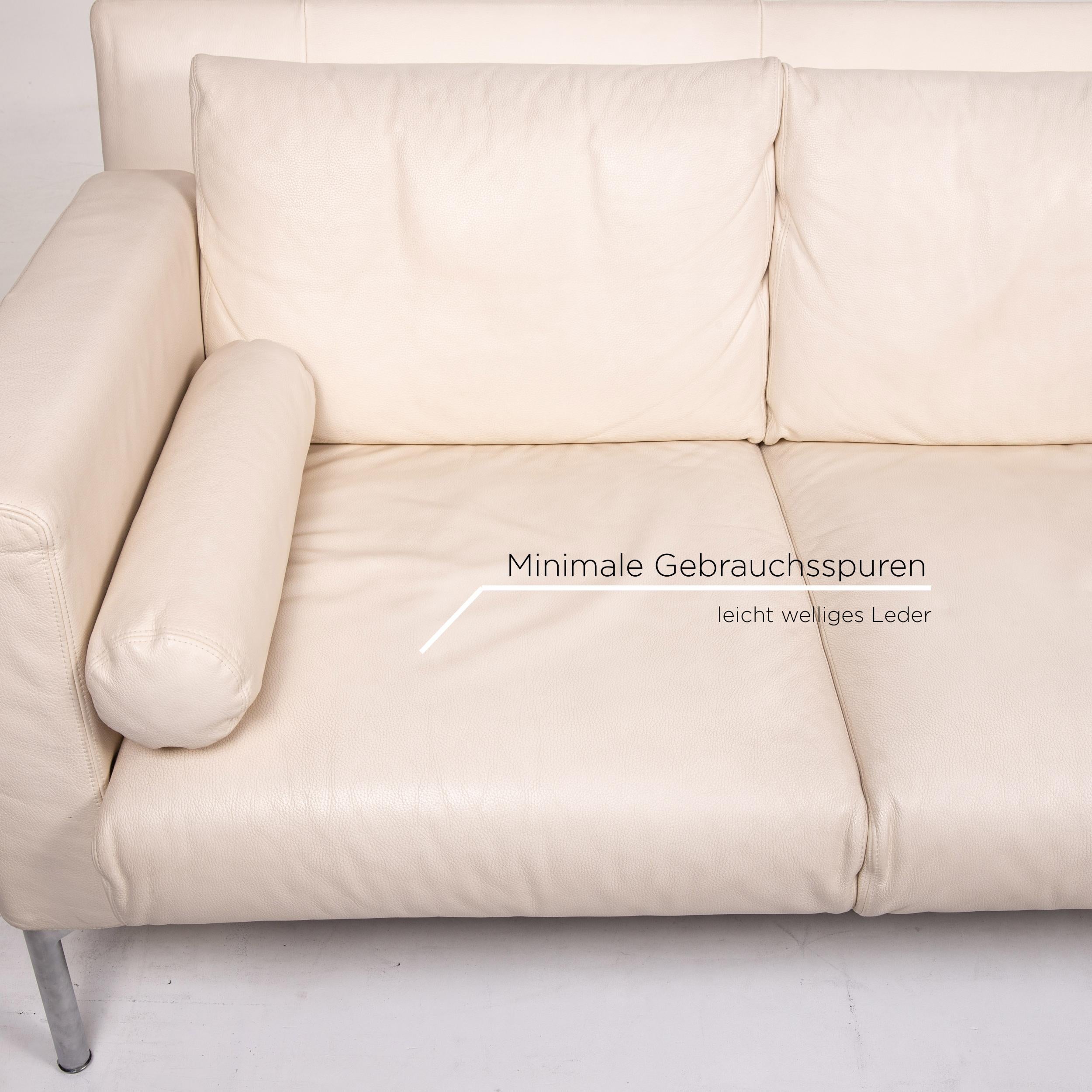 German Walter Knoll Leather Sofa Cream Two-Seater Function Sleeping Function Sofa Bed