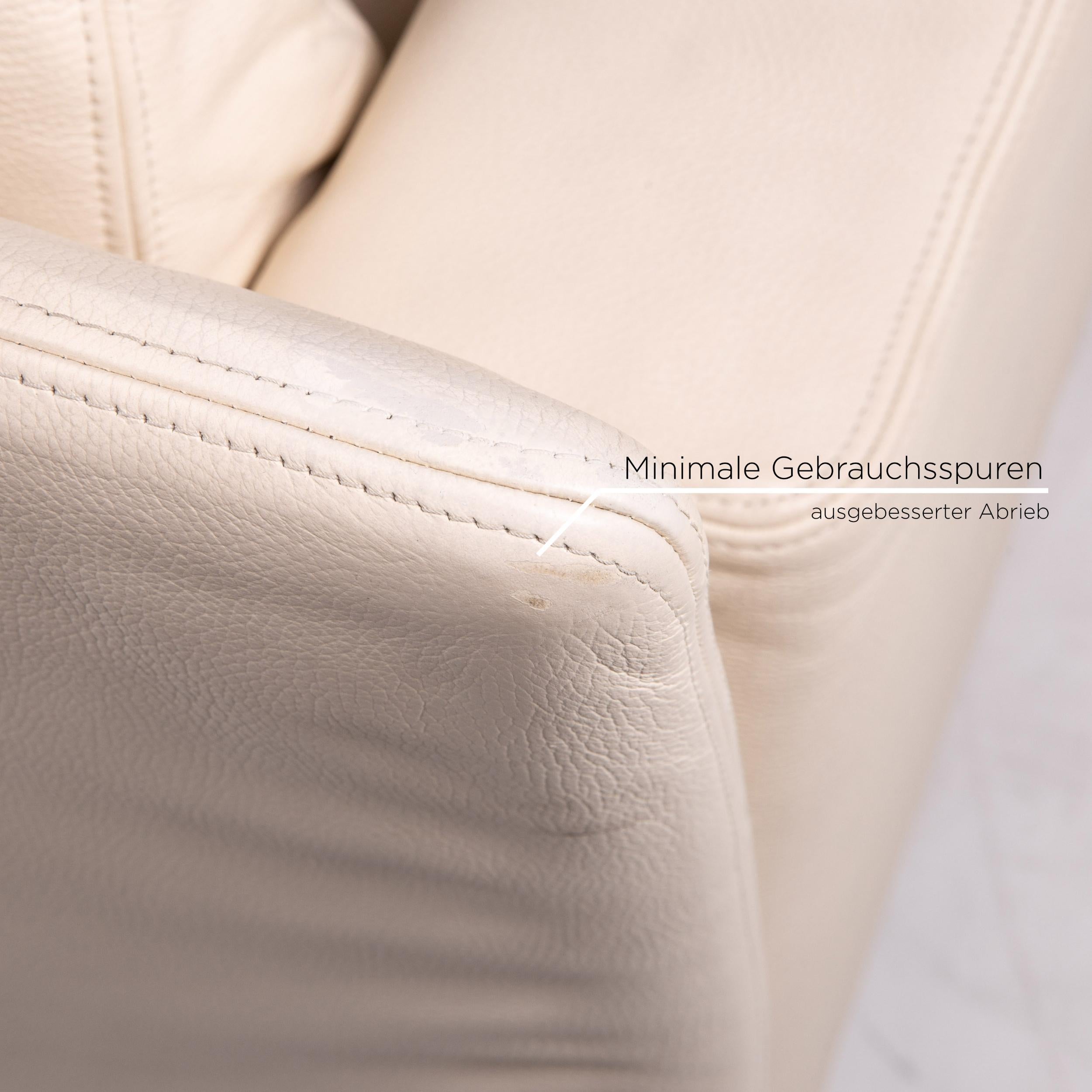 Walter Knoll Leather Sofa Cream Two-Seater Function Sleeping Function Sofa Bed In Good Condition In Cologne, DE