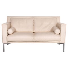 Walter Knoll Leather Sofa Cream Two-Seater Function Sleeping Function Sofa Bed